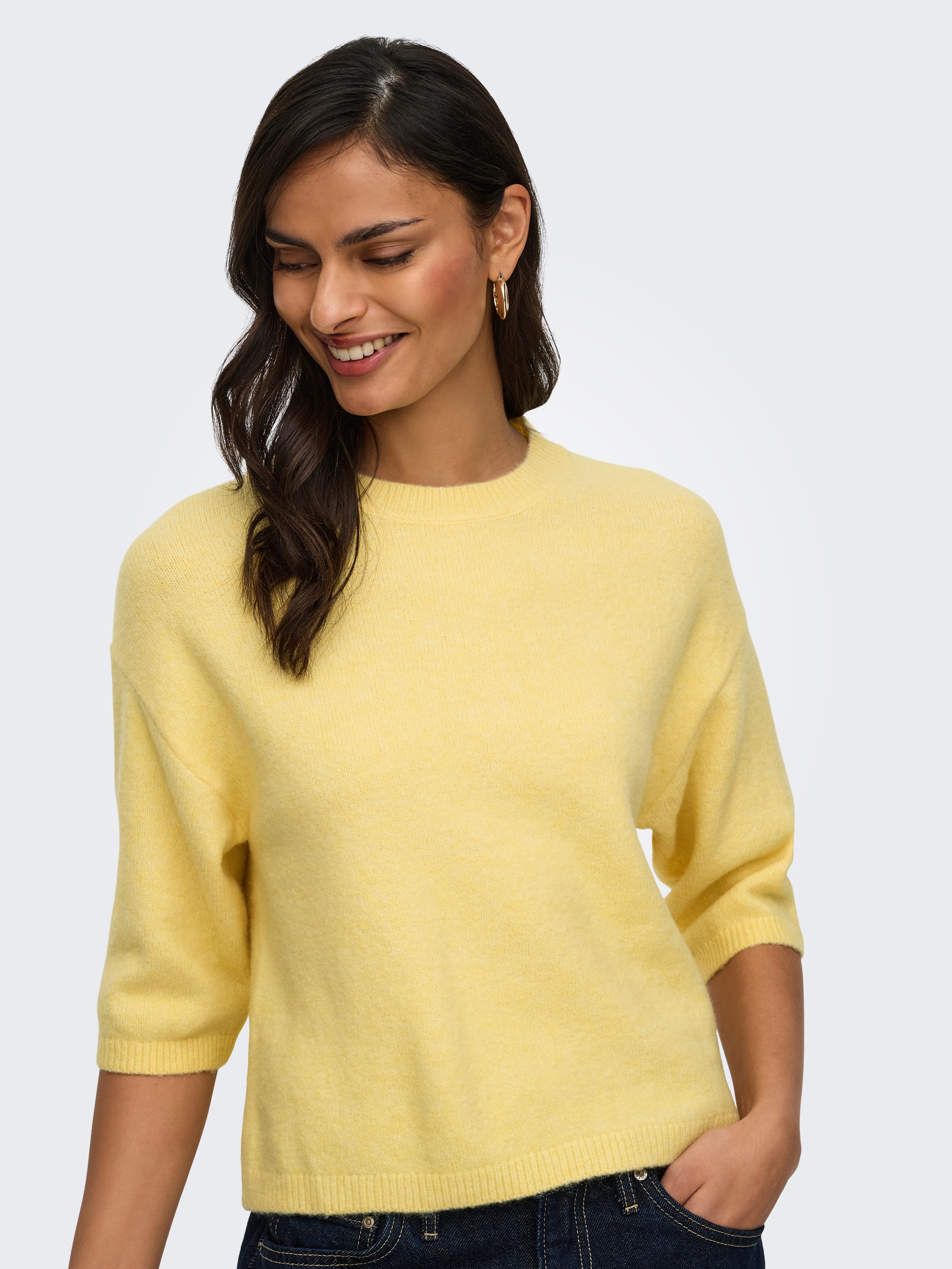 JDY Strickpullover JDYCHLOE LIFE 3/4 ON PULLOVER KNT NOOS Materialmix, knit fit