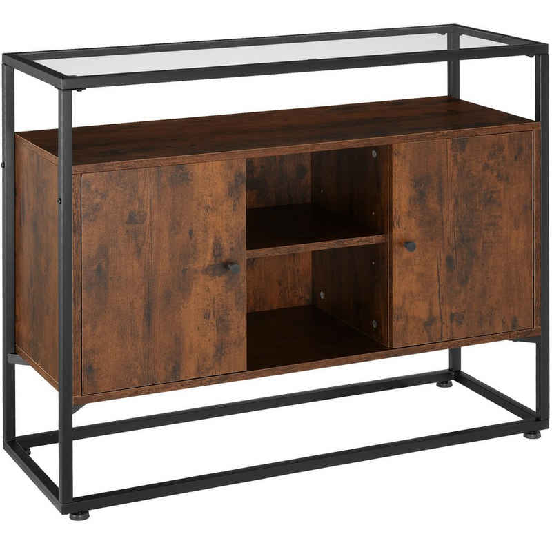 tectake Sideboard Oldham (Sideboard, Montagematerial, Montageanleitung), Höhenverstellbare Kunststofffüße