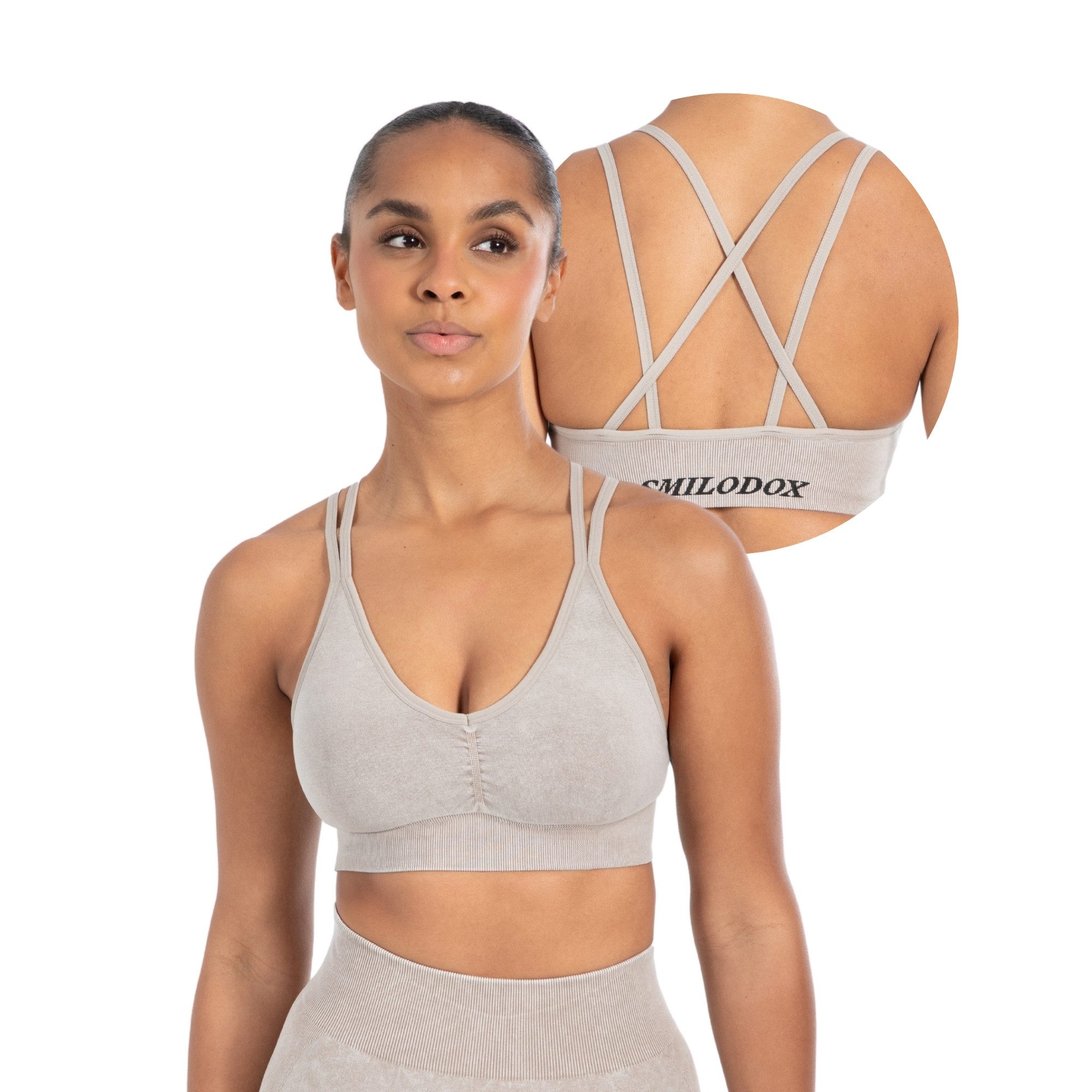 Sport-BH Batik Acid Cross, Sport Bra mit V-Ausschnitt, Fester Halt