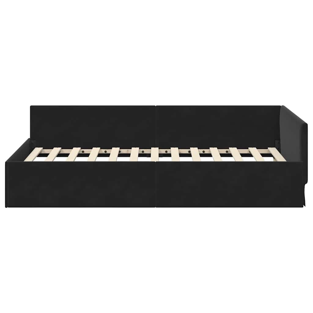 vidaXL Bett Eckbettgestell mit Kopfteil Schwarz 100 cm x 200 cm Samt (1-tlg) – Bild 5 von 5