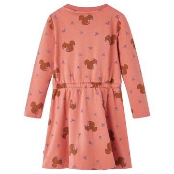 vidaXL A-Linien-Kleid Kinderkleid Eichhörnchen-Muster Altrosa 140