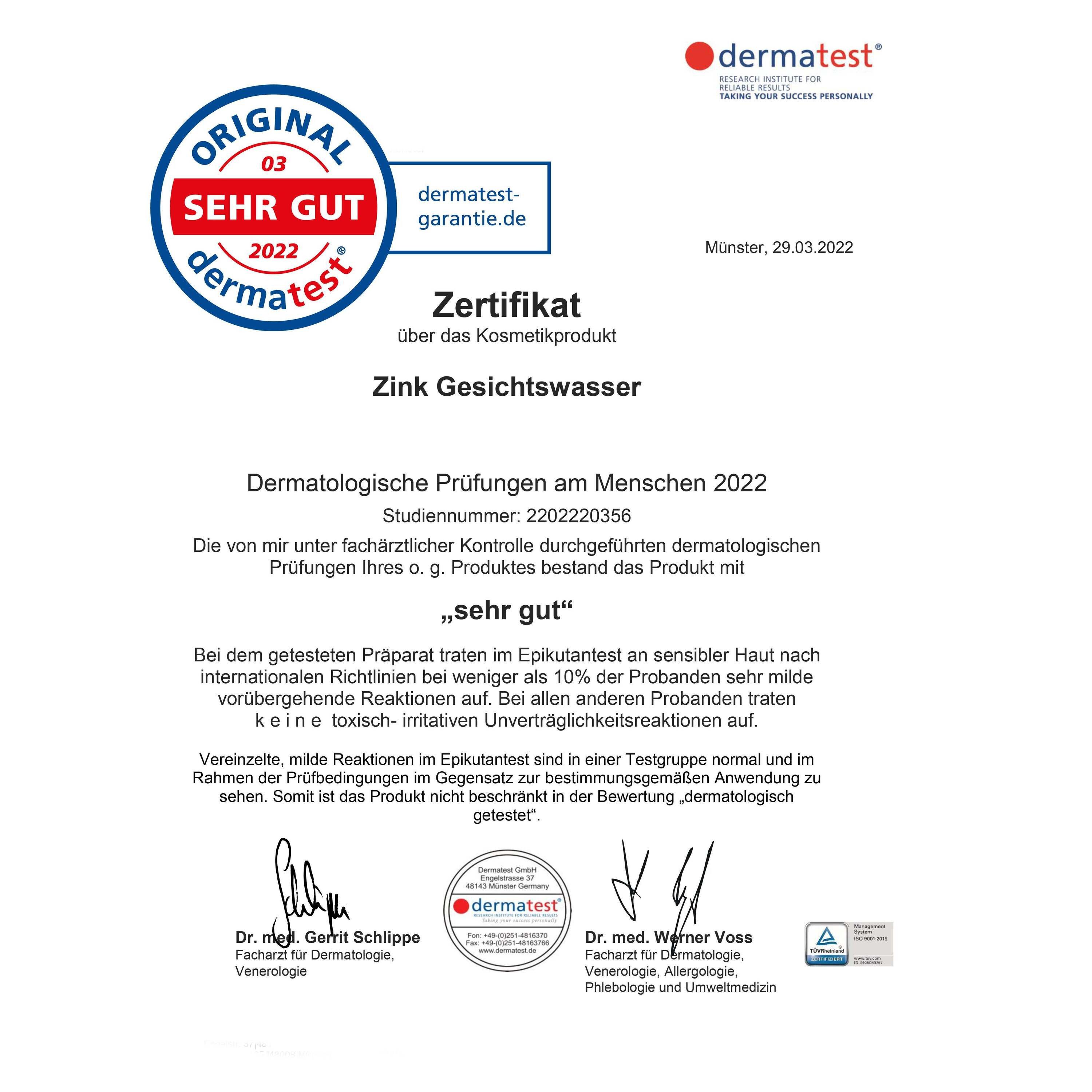 JUNGLÜCK Gesichtswasser Zink Toner - Mit Zink & Niacinamid, 1-tlg., Klärt und verbessert das Hautbild besonders bei öliger & unreiner Haut