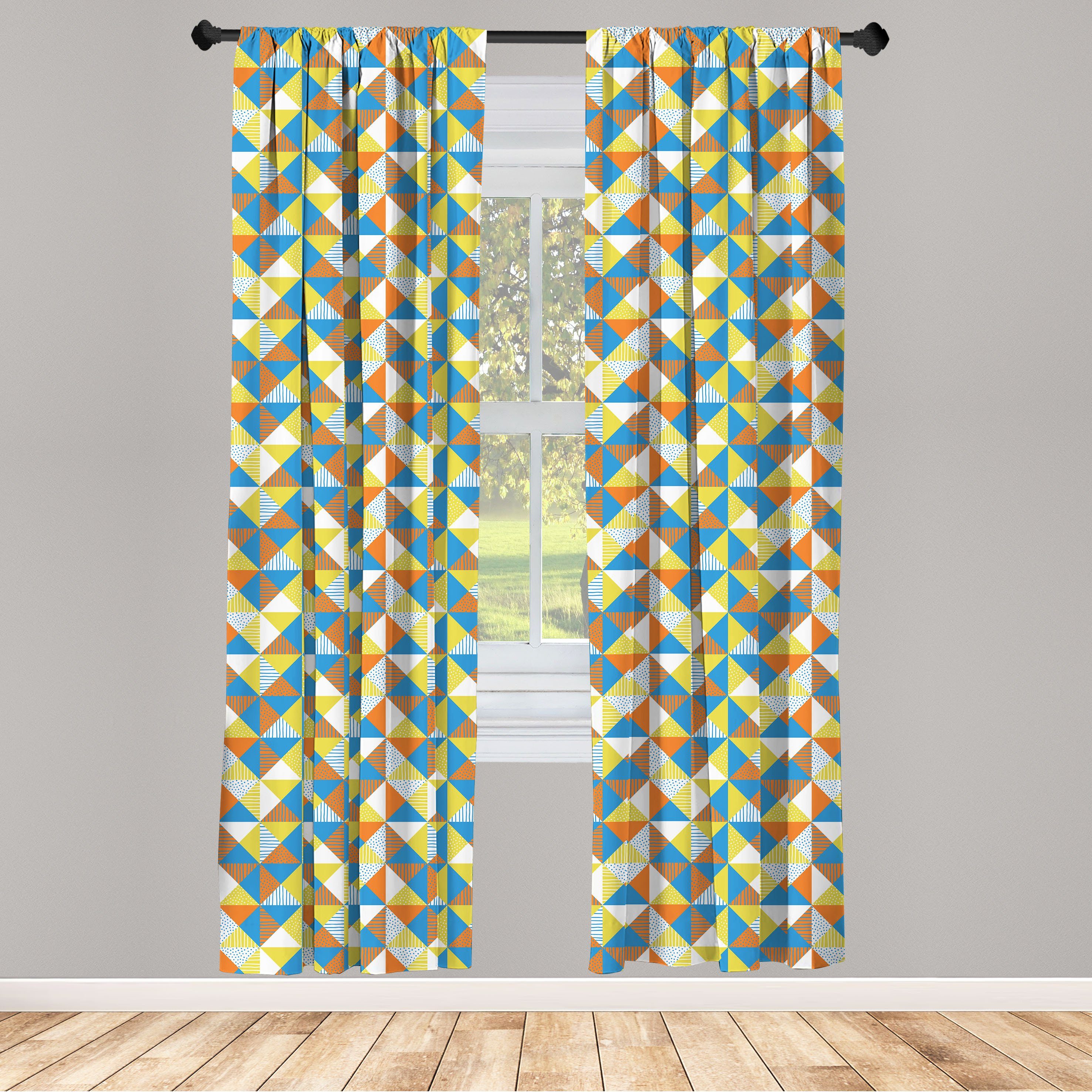Gardine Vorhang für Wohnzimmer Schlafzimmer Dekor, Abakuhaus, Microfaser, Geometrisch Streifen und Punkt-Muster