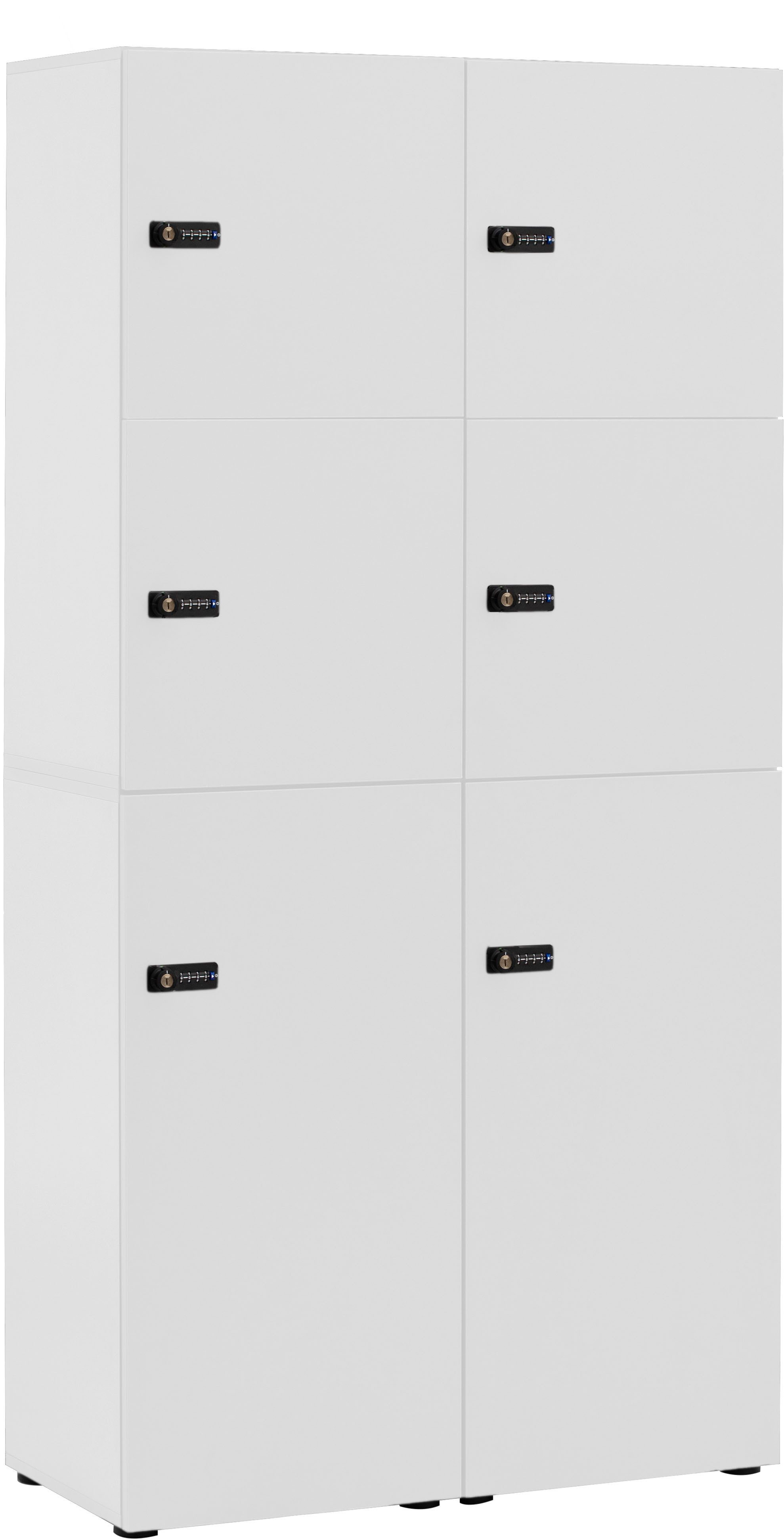 Schildmeyer Garderoben-Set Locked Spind Schrank Set mit 4 Spinden, (4-St), 2x Spind mit 1 Tür, 2 x Spind mit 2 Türen, Made in Germany