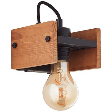 Lightbox Wandleuchte, ohne Leuchtmittel, Wandlampe, 11 x 12 x 13 cm, E27, max. 42 W, Metall/Holz, schwarz/holz