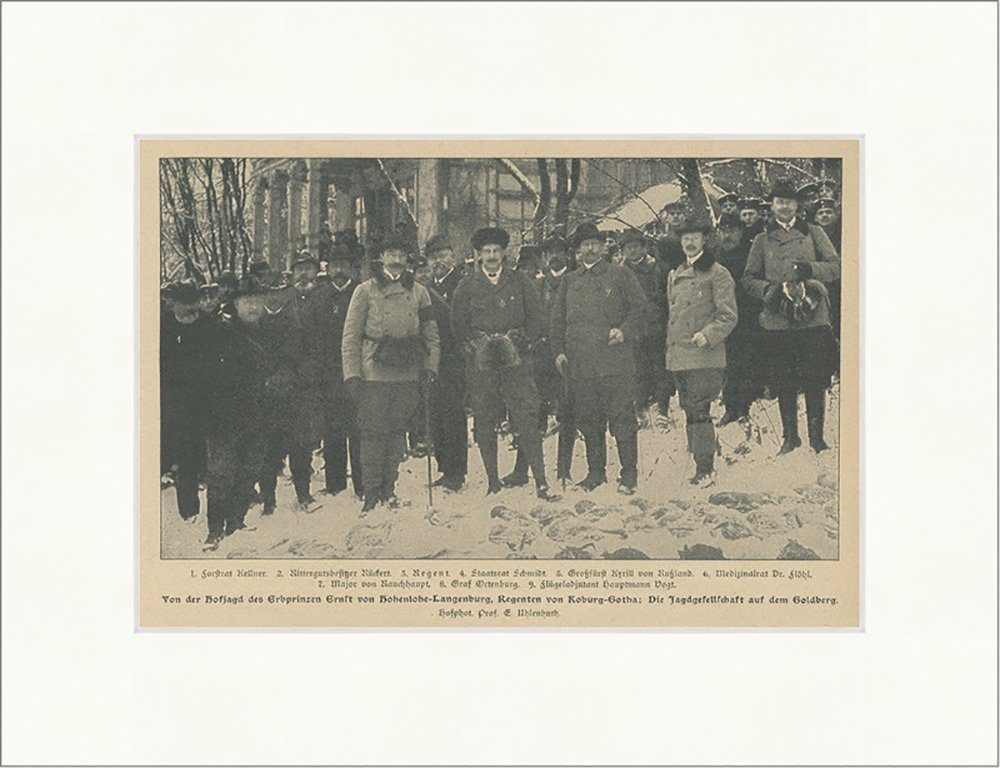 Kunstdruck Hofjagd des Erbprinzen von Hohenlohe Langenburg Goldberg F_Vintage 014