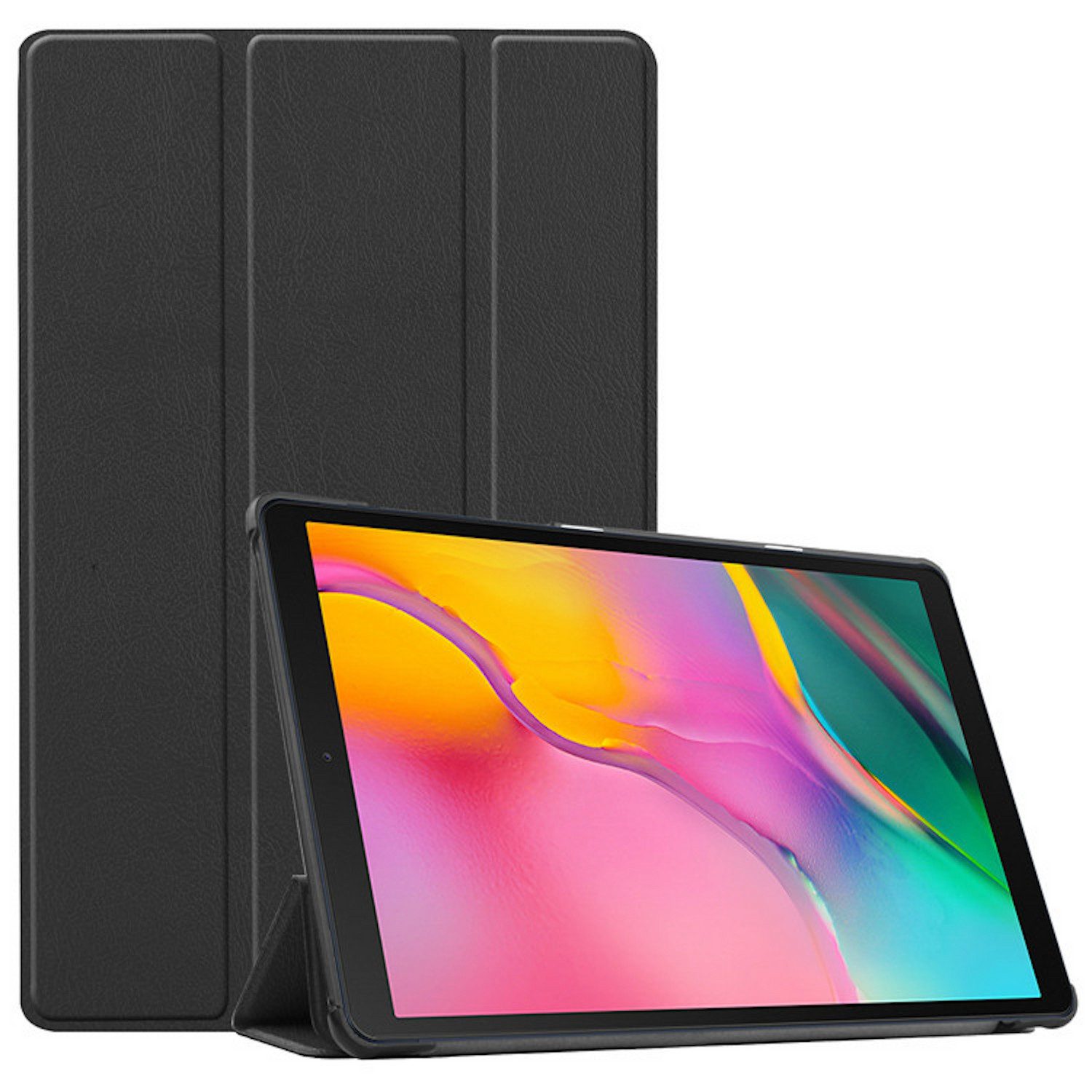 Wigento Tablet-Hülle Für Lenovo Tab M10 4. Gen / Tab 10.1 2025 3folt Wake UP Tasche Schwarz, 3-Fach Halterung, Kratzfest, Leicht