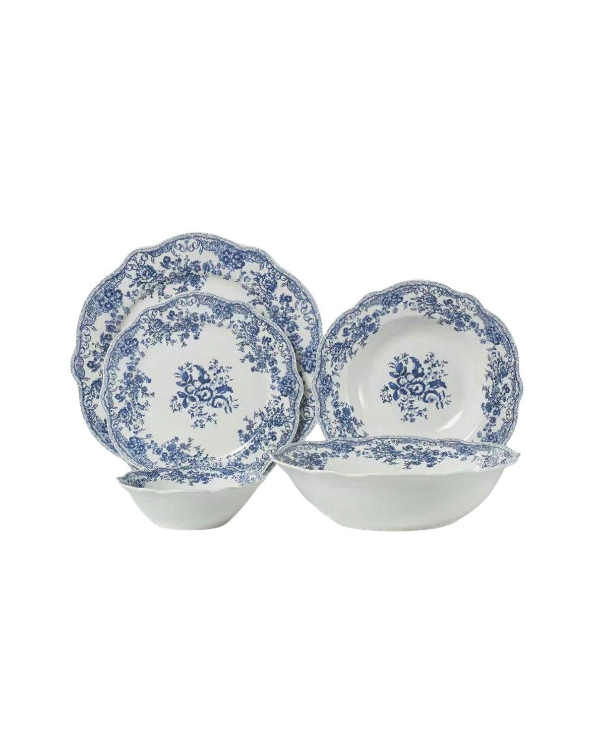 EKA Geschirr-Set Vintage Blue Teller - Set (25-tlg), Porzellan, für 6 Personen