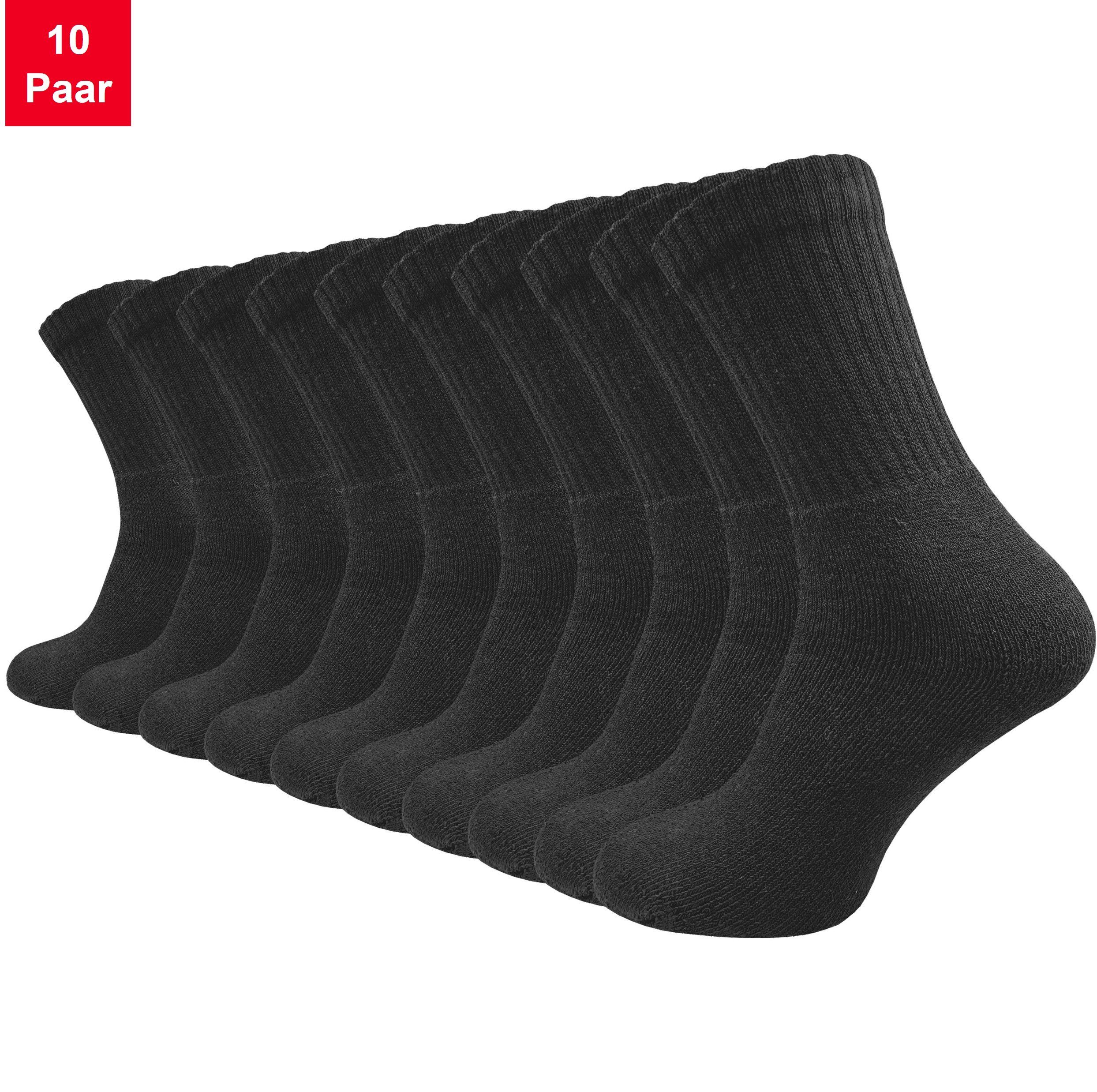 verstärktem dank aus Extra Sportsocken 39-42 Herren - Damen in schwarz, & grau weiß Frotteefuß und (10 u.a. & - langlebig 43-46 in Paar) Tennissocken Baumwolle GAWILO für