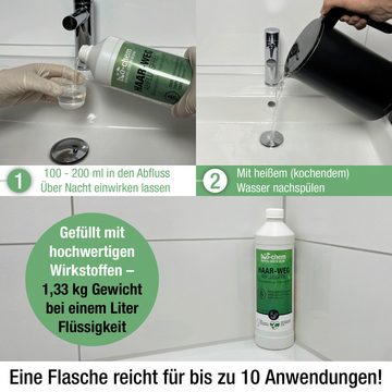 bio-chem Haar-Weg Abflussfrei – 4x1l Abflussreiniger für Küche und Bad Rohrreiniger