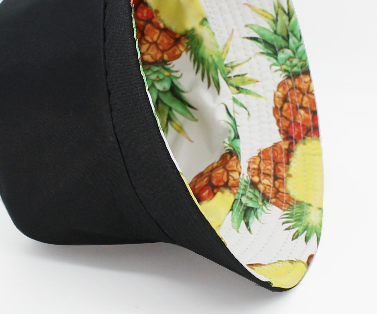dy_mode Fischerhut Wendemütze mit Ananas-Print – 2-in-1 Bucket Hat für Damen & Herren beidseitig tragbar