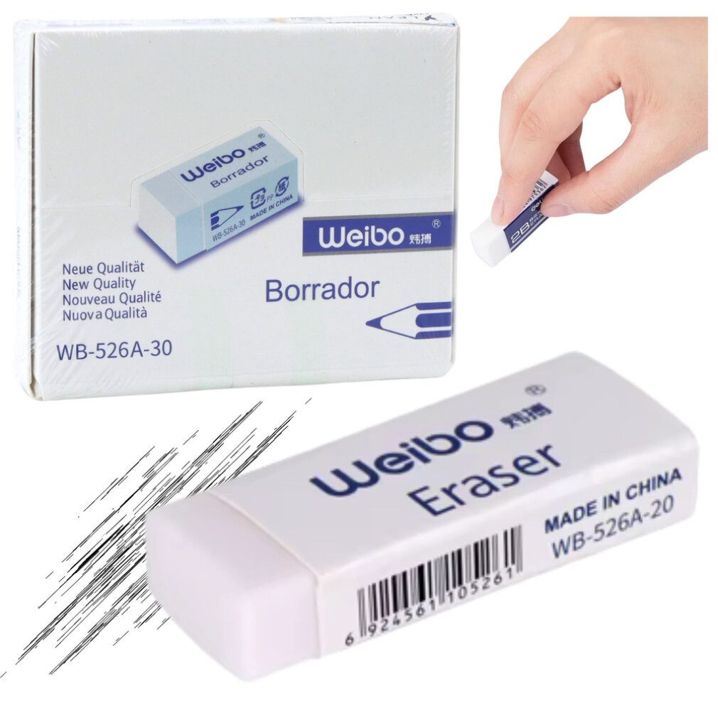 LeanTOYS Radiergummi Weißer Radiergummi für die Schule und das Büro WB-526A -30 4cm