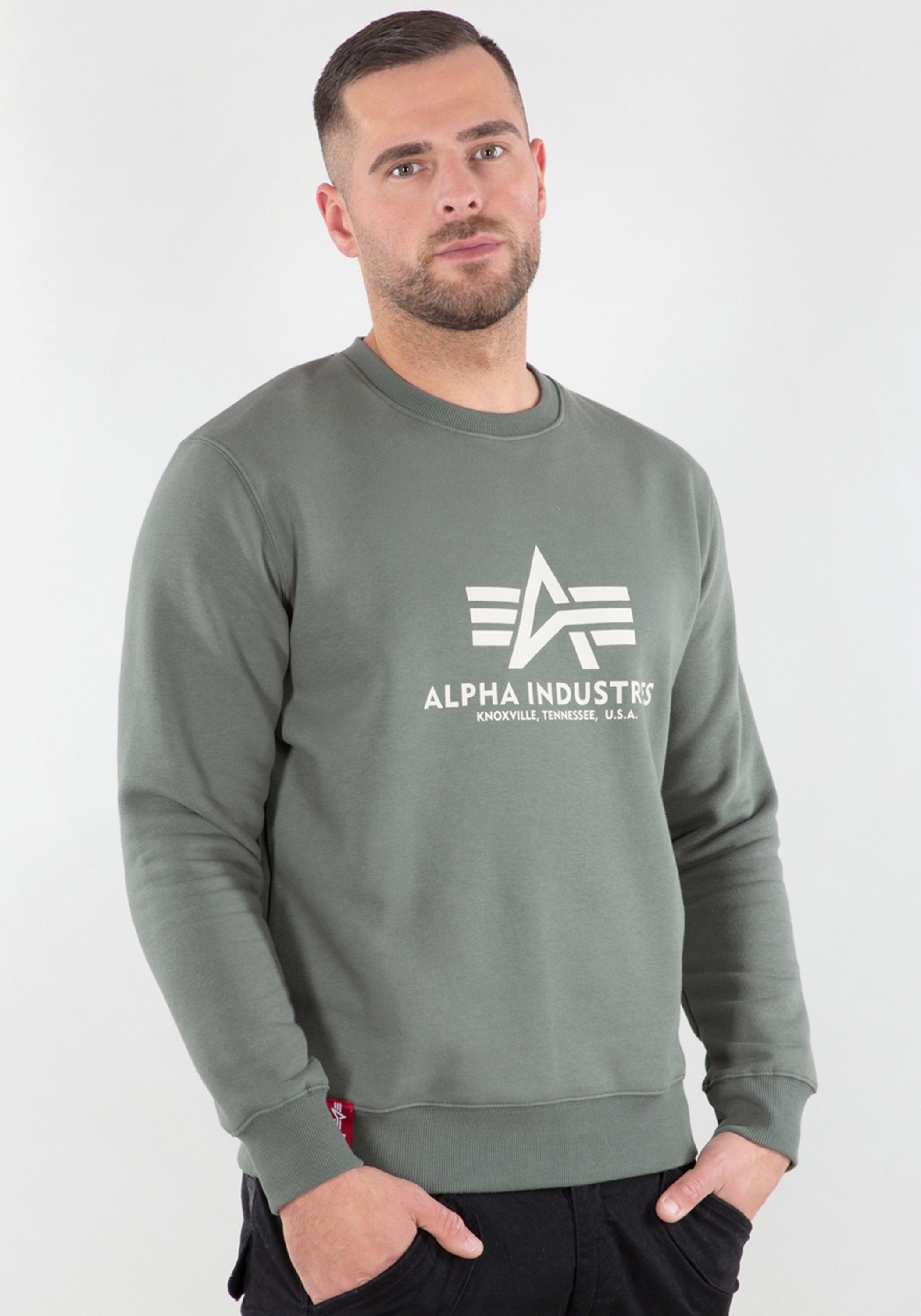 Alpha Sweater Men vintage Industries - Alpha green Sweater Sweatshirts Industries Basic