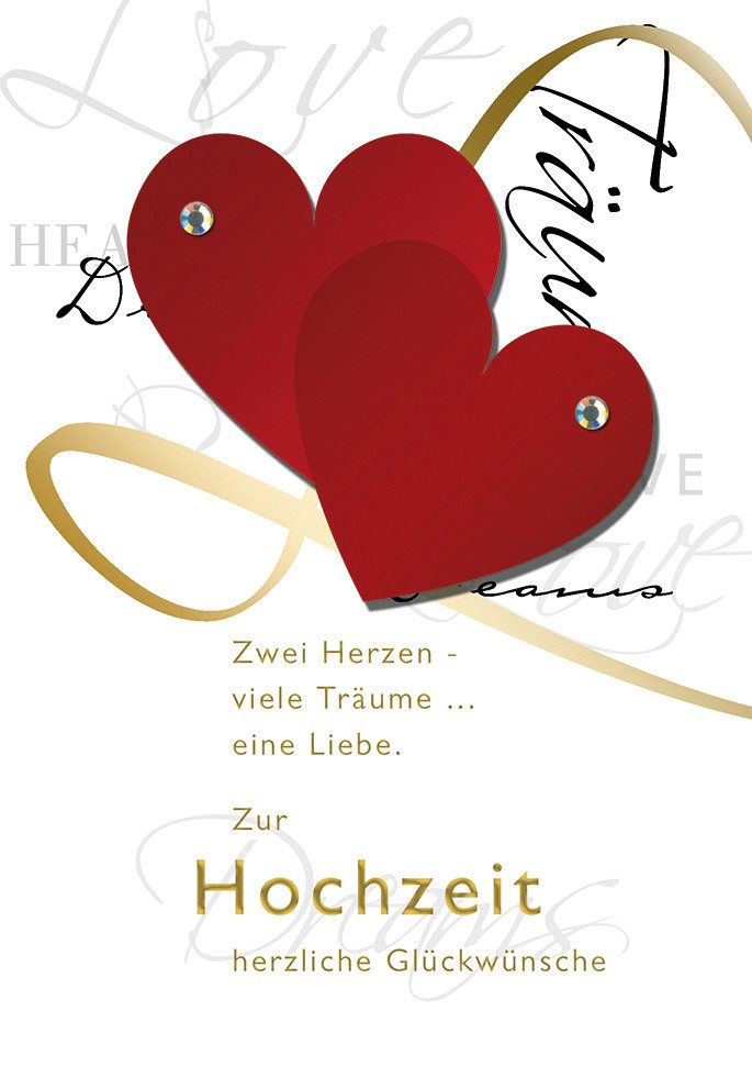Perleberg Grußkarten Hochzeit – Vermählung - Glückwunschkarte im Format 11,5x17cm mit