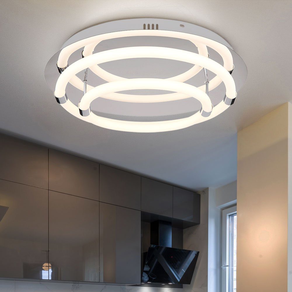 LED LED Deckenlampe Wohnzimmer Warmweiß, verbaut, Deckenstrahler Weiß fest Deckenleuchte, LED-Leuchtmittel Globo Ring-Design