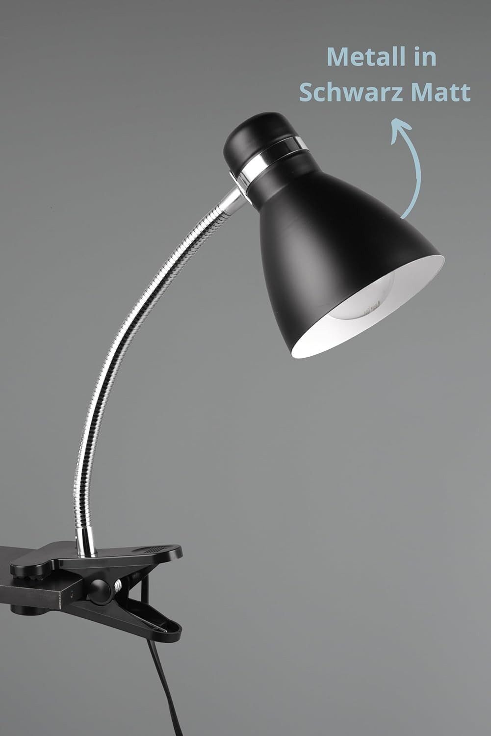 lightling Klemmleuchte Harley, ohne Leuchtmittel, Schnurschalter, flexibel, IP20 Indoor