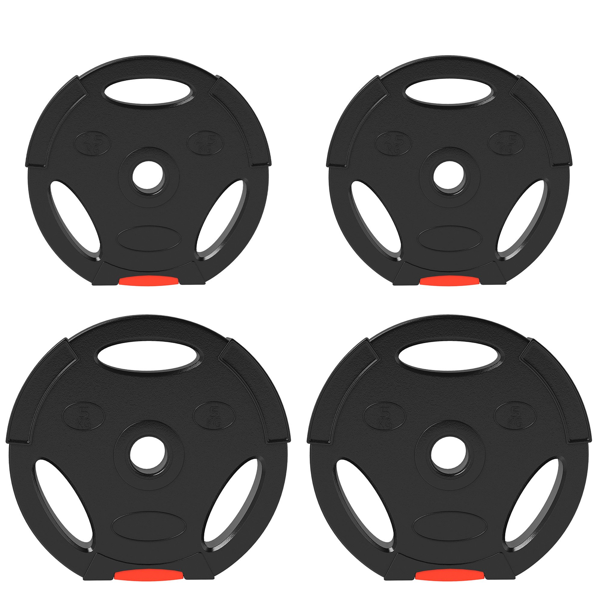 MC Star Hantelscheiben 4er-Set Hantelgewichte, 2 x 2,5 kg/5kg Gewichte, Hantelscheiben-Set, (Gewichtsscheiben für 2,5 cm Hantelstange, Ø 25/30 mm Bohrung, Schwarz)