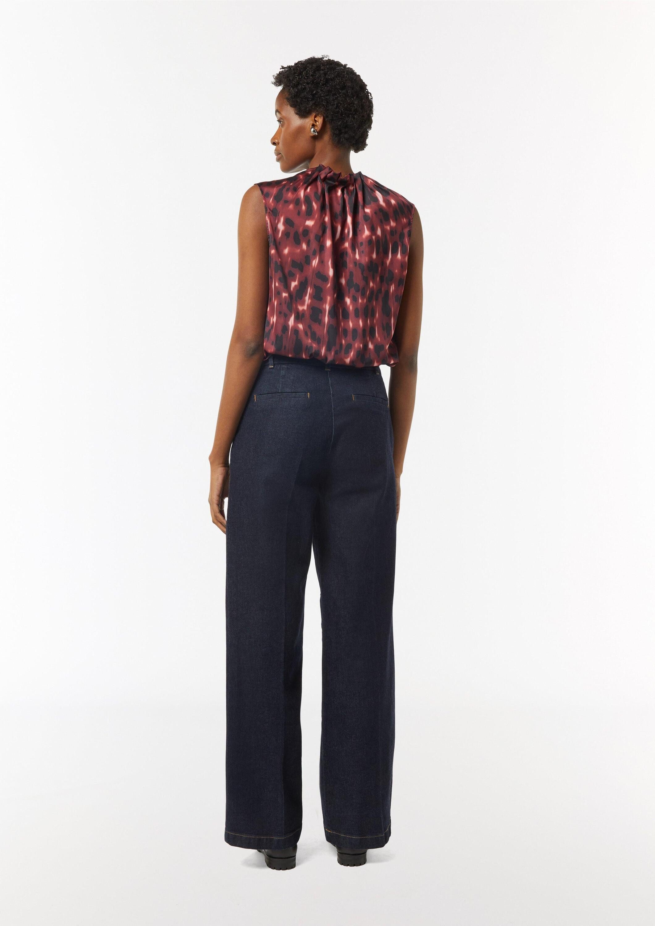 comma Blusentop Bluse Satinbluse mit Raffung