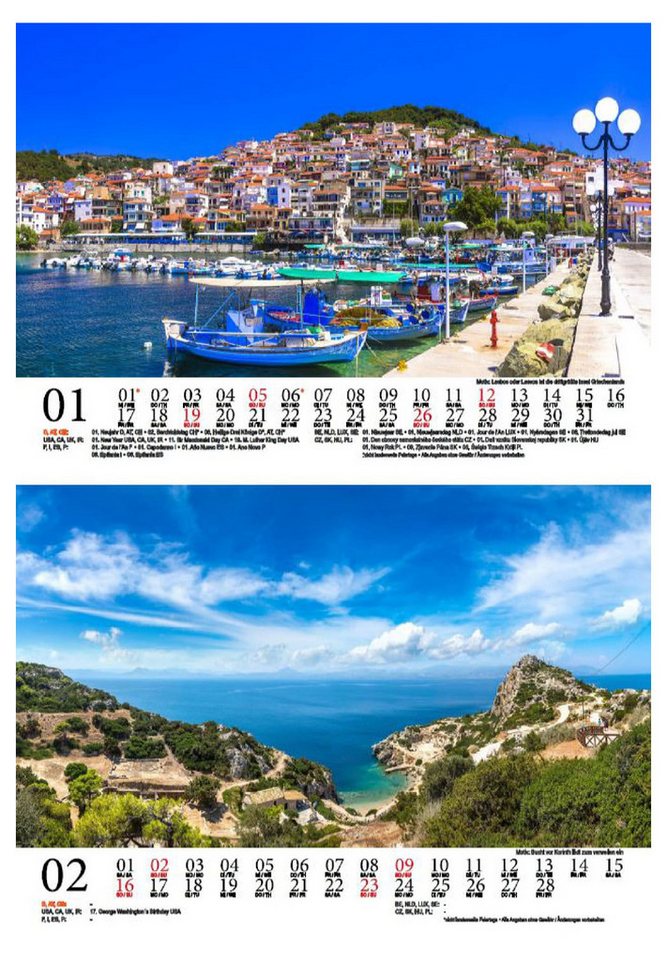 Thumbnail - Seelenzauber Wandkalender Reisezauber Griechen DIN A5 Kalender für 2025 Griechen Athen Meer