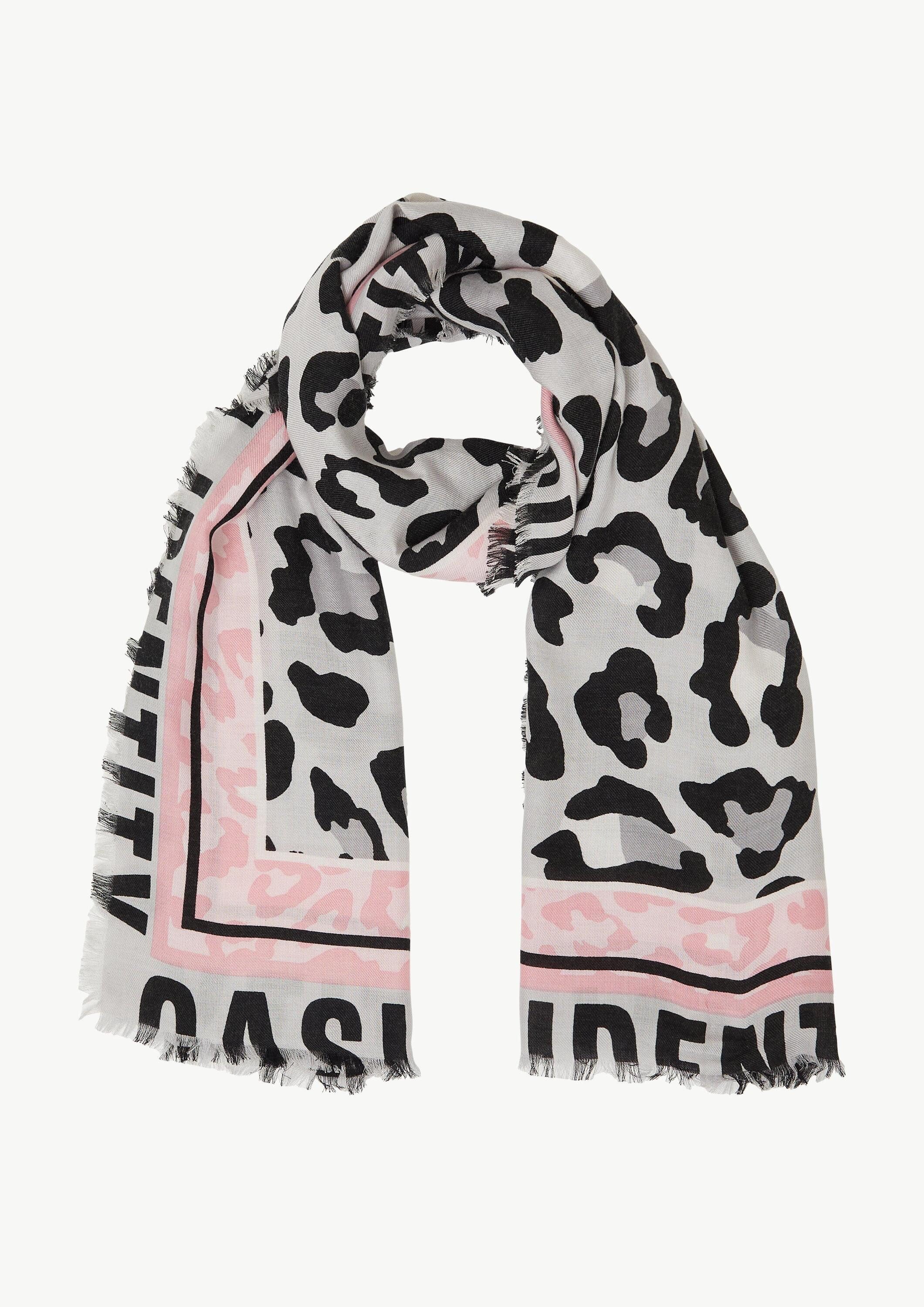 comma Schal Tuch, Floral gemusterter Schal aus Modal- und Wollmix mit Fransen