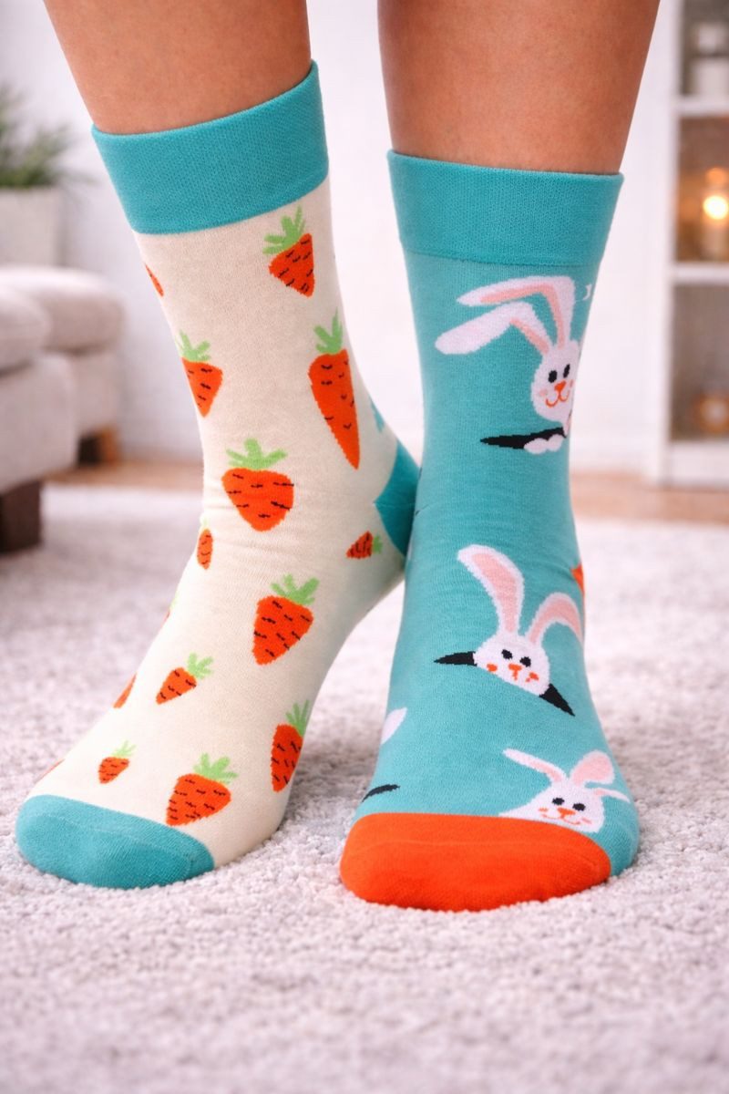 Martinex Freizeitsocken 1 Paar Socken Strümpfe Damen Herren Kinder mit Hasen Ostern socks 35 36 37 38 39 40 41 42 43 44 45, elastisch, weich, lang