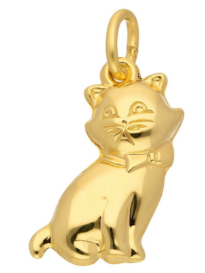 Adelia´s Kettenanhänger 333 Gold Anhänger Katze, 333 Gold Goldschmuck für  Damen, Mit Liebe gefertigt aus: 8 Karat ( 333 ) Gelbgold