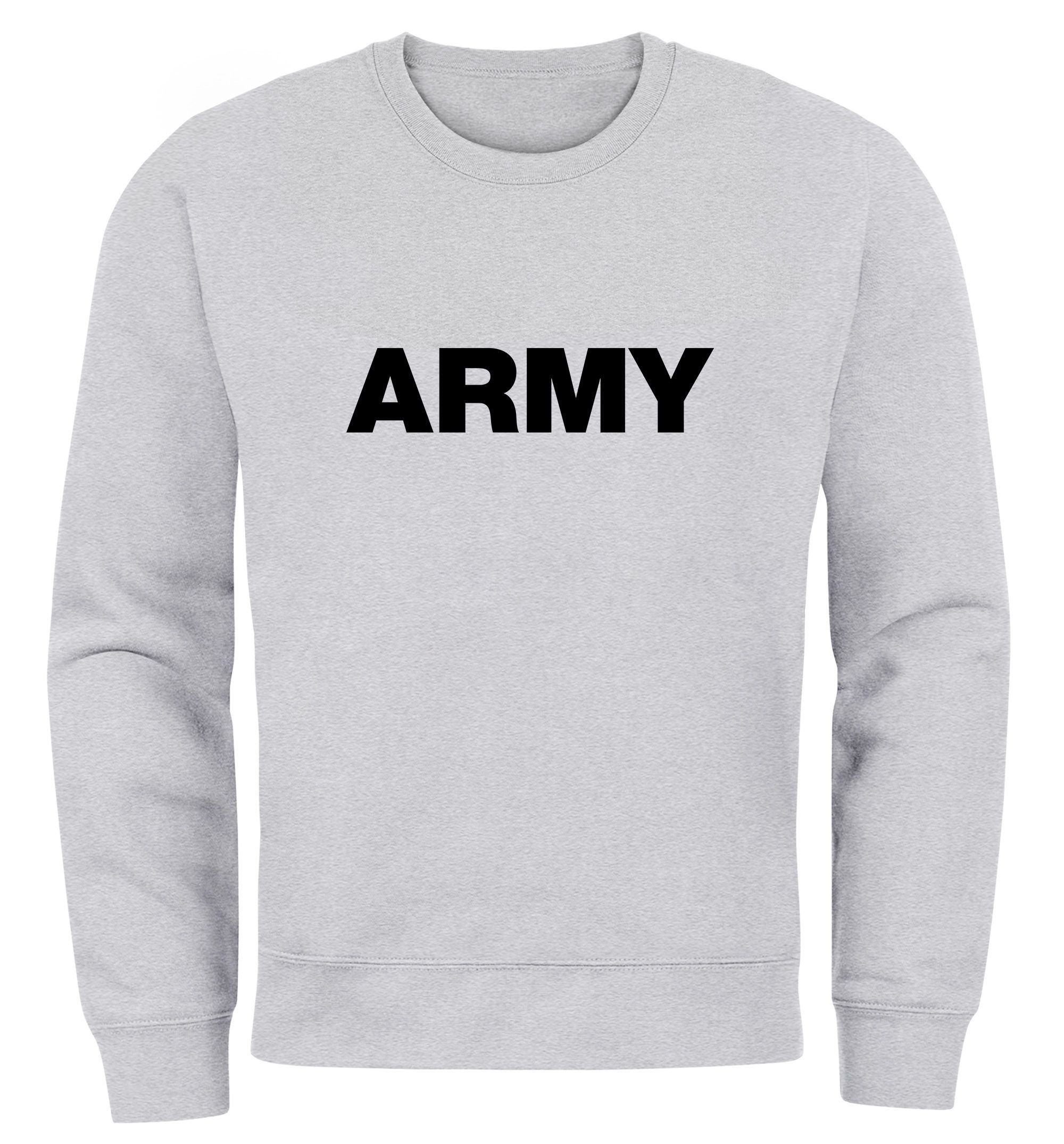 Herren grau Sweatshirt Rundhals-Pullover Army Neverless Neverless® Sweatshirt Print Aufdruck