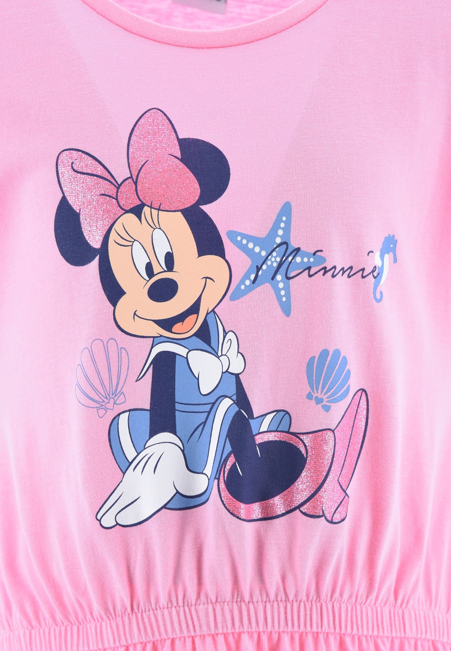 Disney Sommer-Kleid Minnie Mädchen Sommerkleid Strand-Kleid Pink Mouse kurzarm