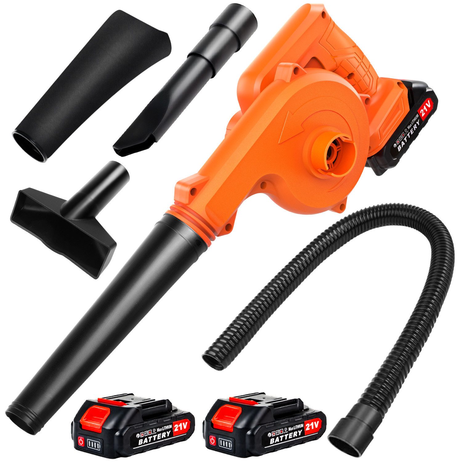 reffmov Akku-Gebläse 2-in-1 Akku Laubbläser & Laubsauger, Elektrischer Hand-Gebläse, mit 2 Akkus
