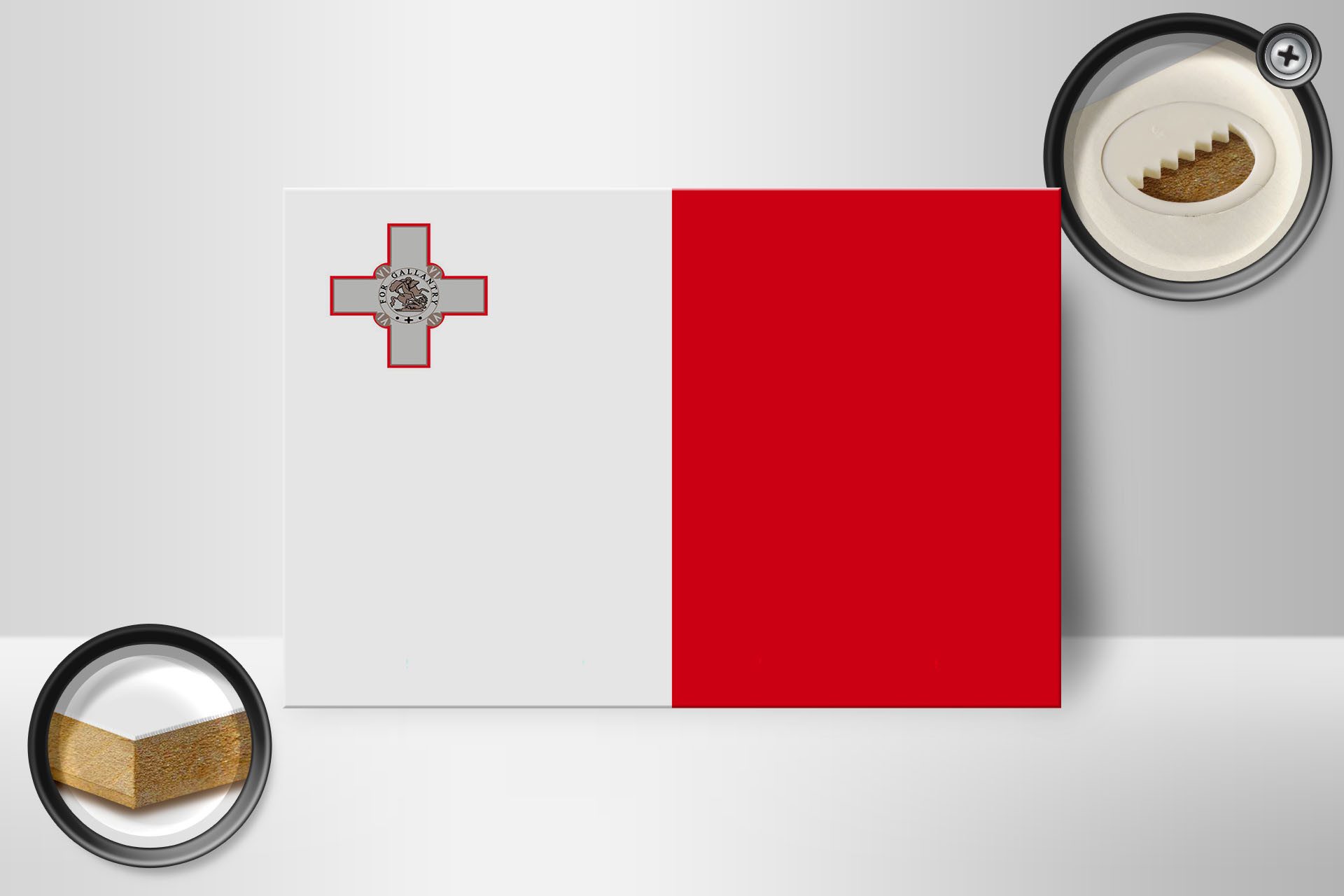 Femer GmbH Holzbild Flagge Maltas 18x12 cm Flag of Malta, Flaggen (1 St), Glatte Holzfaserplatte (MDF), vorn beschichtet