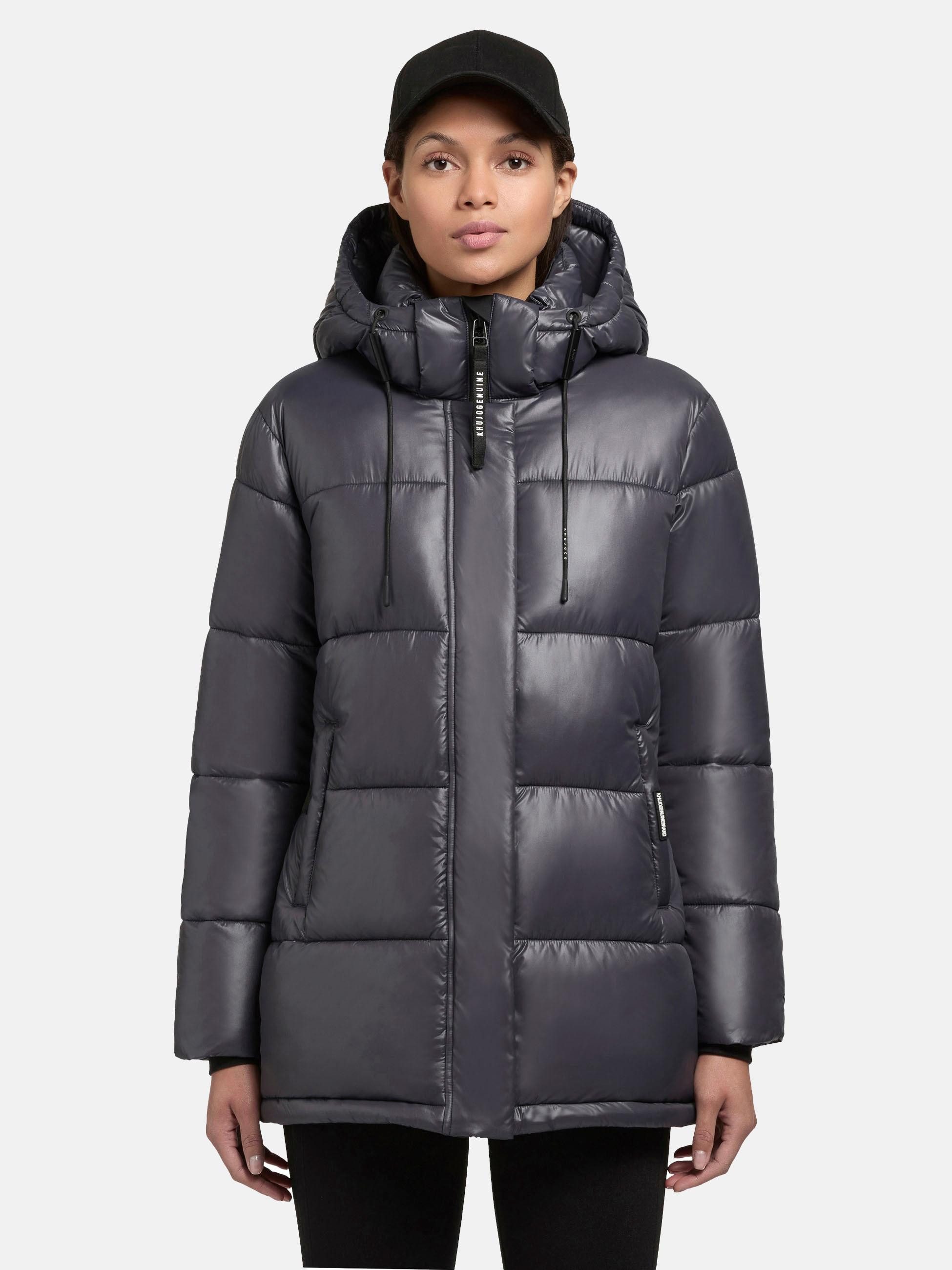 khujo Steppjacke Word3 Satin-YM Glänzender Damen Kurzmantel