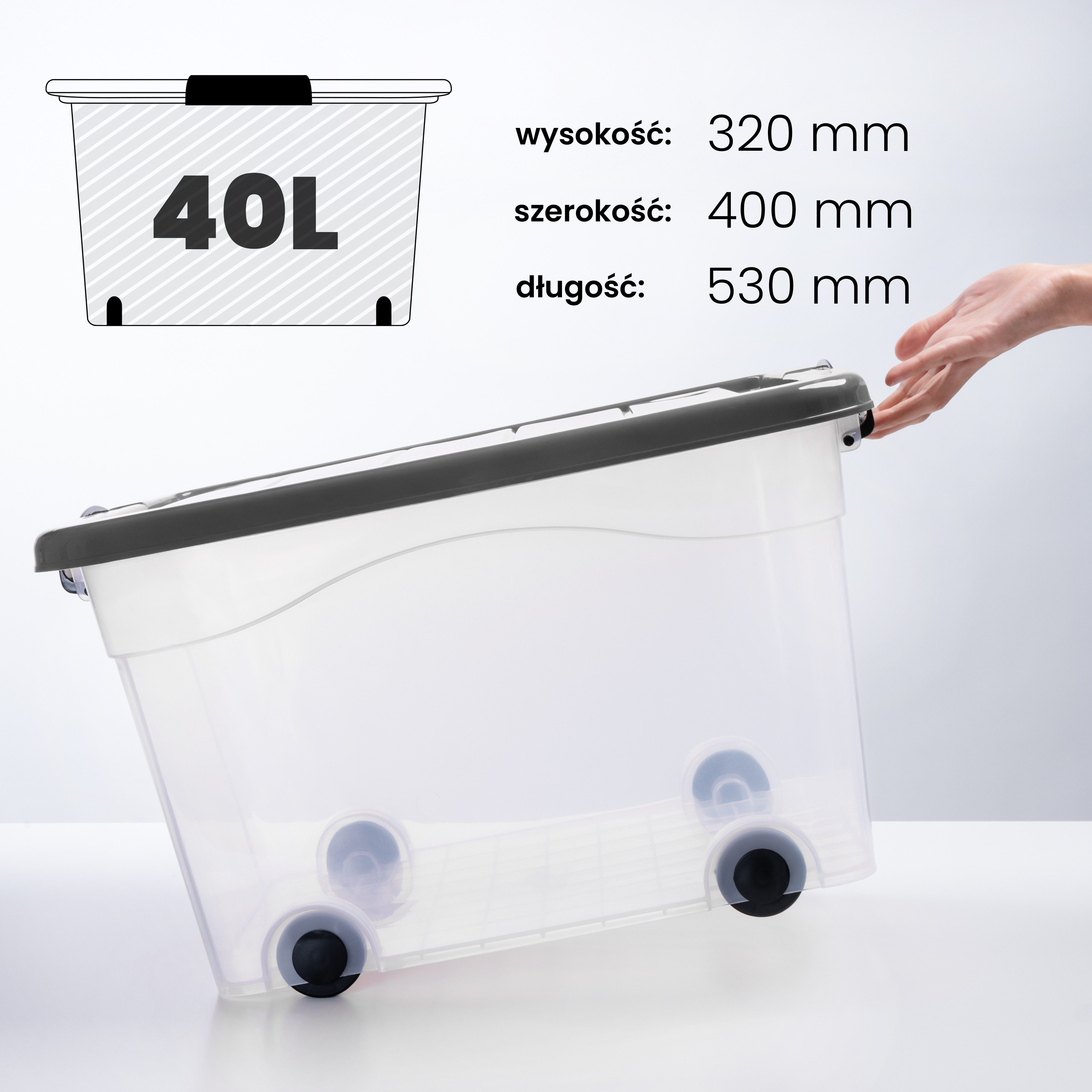 KONZEPT Stapelbox Aufbewahrungsbox 40L mit Deckel & hochwertigen Rollen – b günstig online kaufen