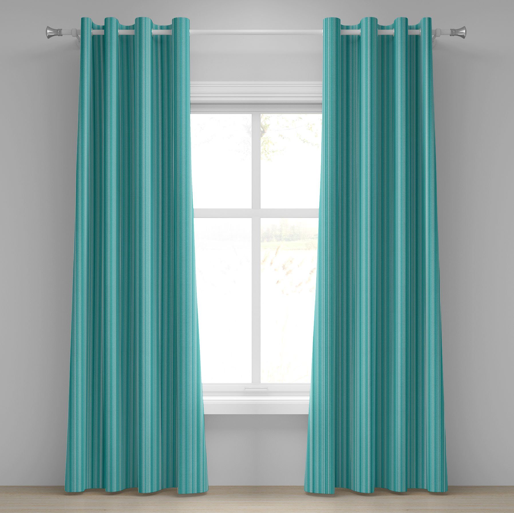 Gardine Dekorative 2-Panel-Fenstervorhänge für Schlafzimmer Wohnzimmer, Abakuhaus, Wasser Ozean-Inspired Blue Lines