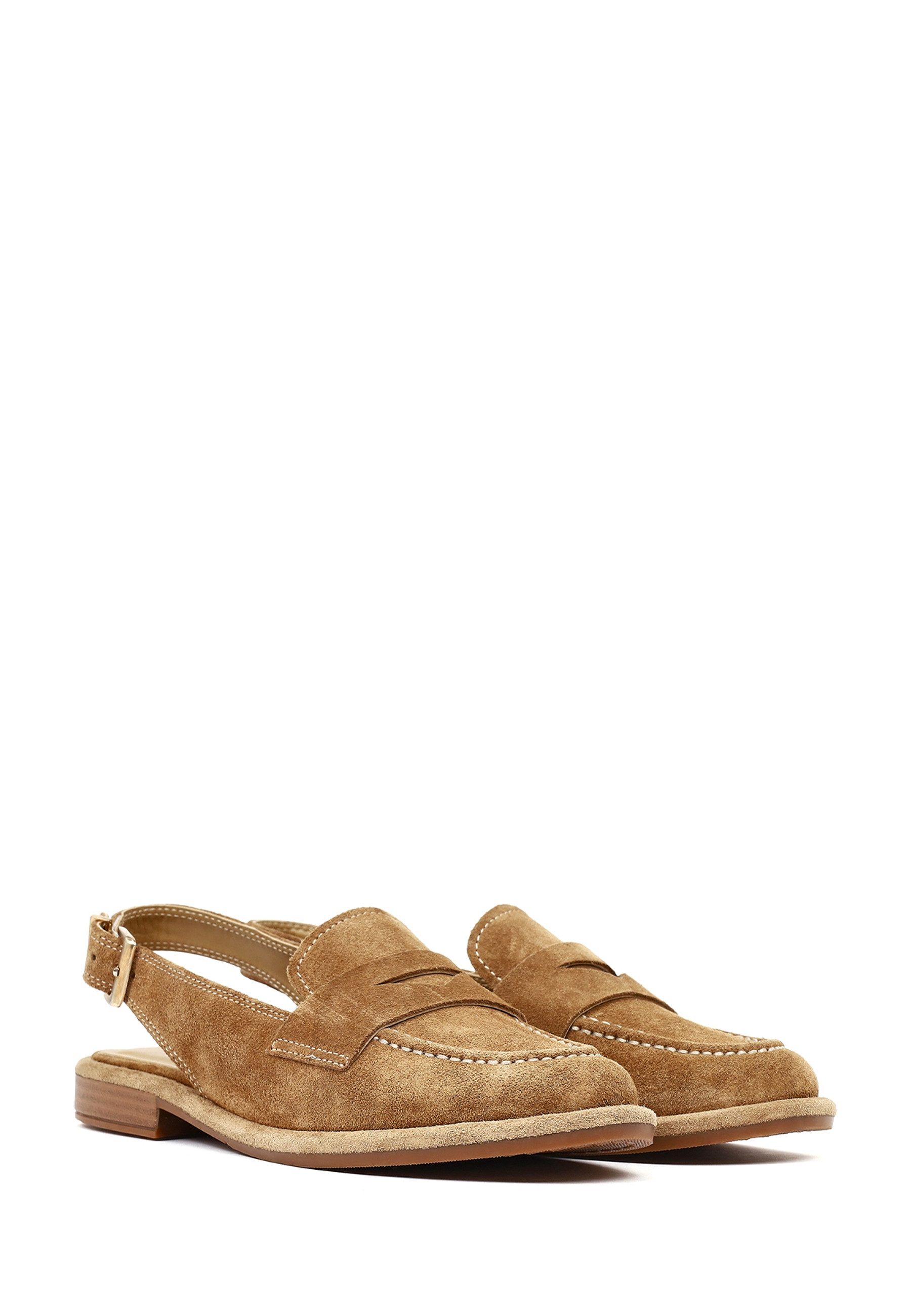 Derimod Pantoletten aus Veloursleder Mules Echtes Leder, Lederfutter, Schnallenverschluss, Slingback-Design