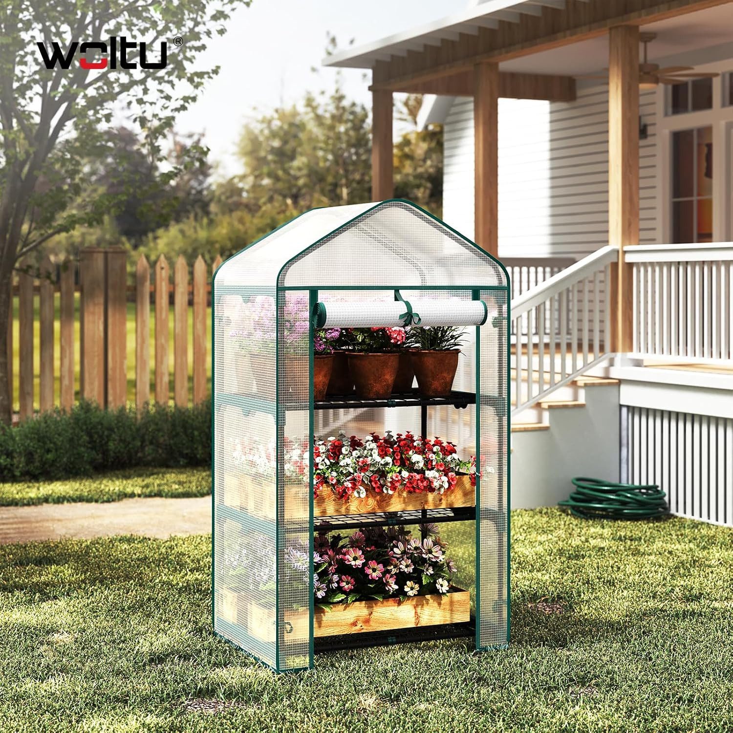 Woltu Foliengewächshaus, BxTxH: 69 x 49 x 125,00 cm, mit 4 Ablagen Rolltür günstig online kaufen