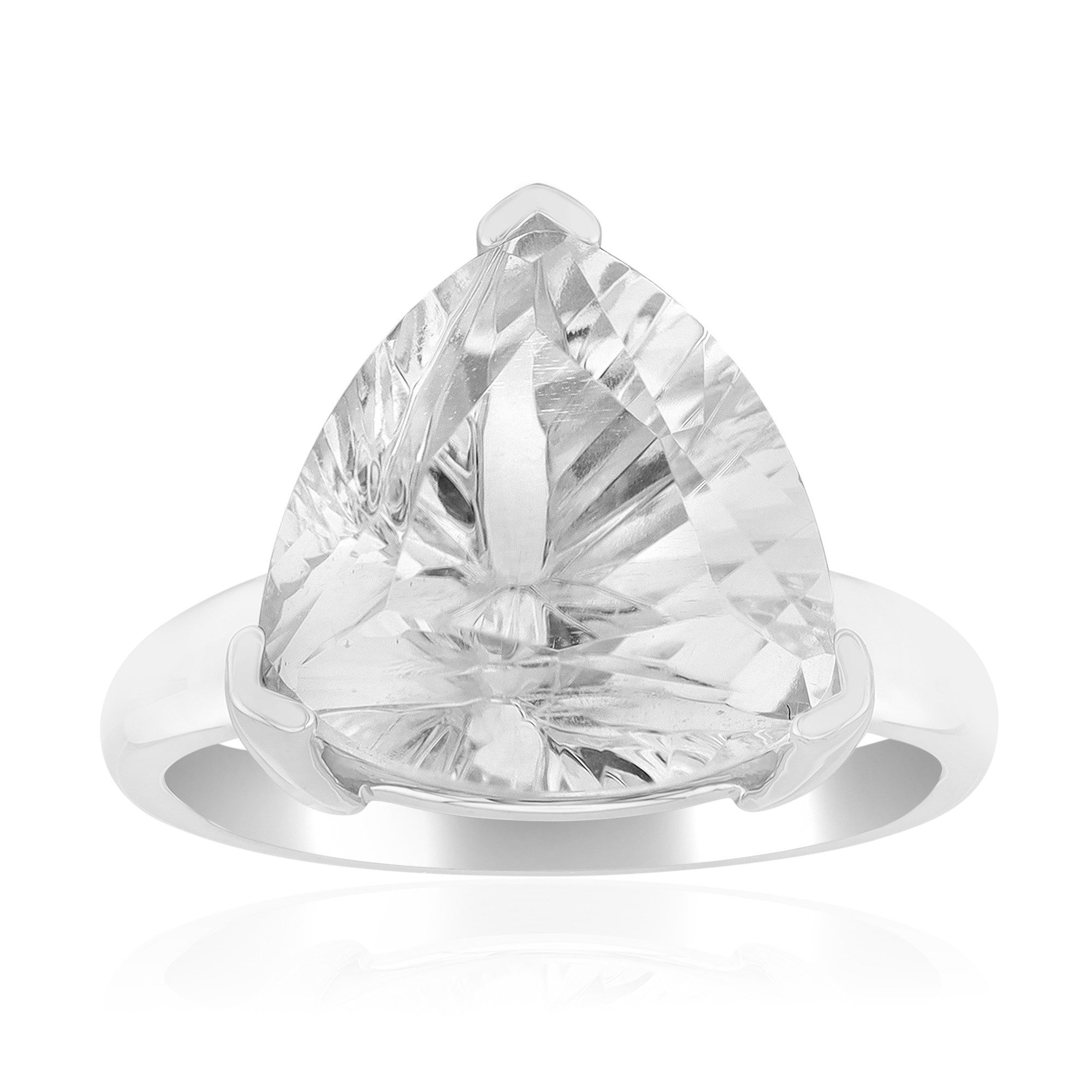 Cavill Solitärring Cavill Ring 7,91 ct Weißer Kunzit, Trillantschliff, 925er Silber (1-tlg)