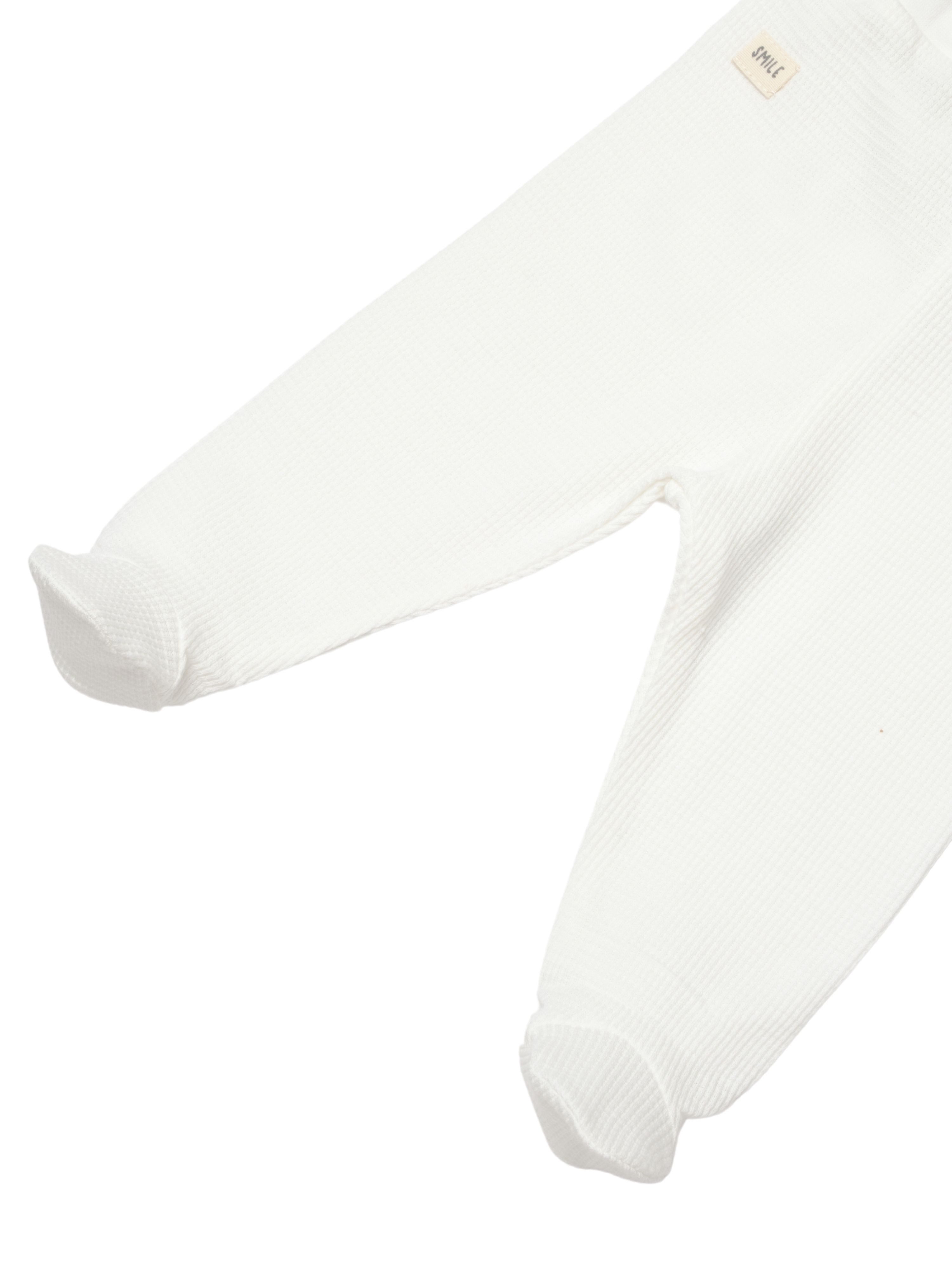 biorganic Funktionshose Baby Waffle Smile für Jungen und Mädchen Unisex Hose mit Fuß (1-tlg) Waffelmuster, Bio-Baumwolle, Größe 56- 74