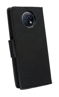 cofi1453 Handyhülle Buch Tasche für Xiaomi Redmi Note 9T 5G Schwarz, Kunstleder Schutzhülle Handy Wallet Case Cover mit Kartenfächern, Standfunktion Schwarz