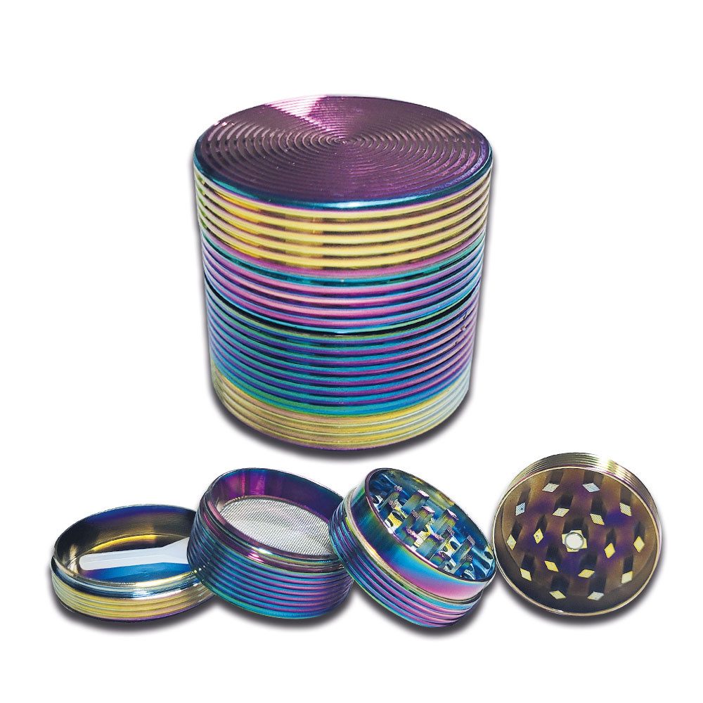 Coumo Grinder Grinder Crusher, Aluminium, Rainbow, Grip Struktur, ⌀ 4 cm