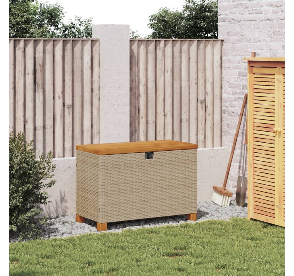 Thumbnail - vidaXL Gartenbox Gartentruhe Beige 80x40x48 cm Poly Rattan nholz