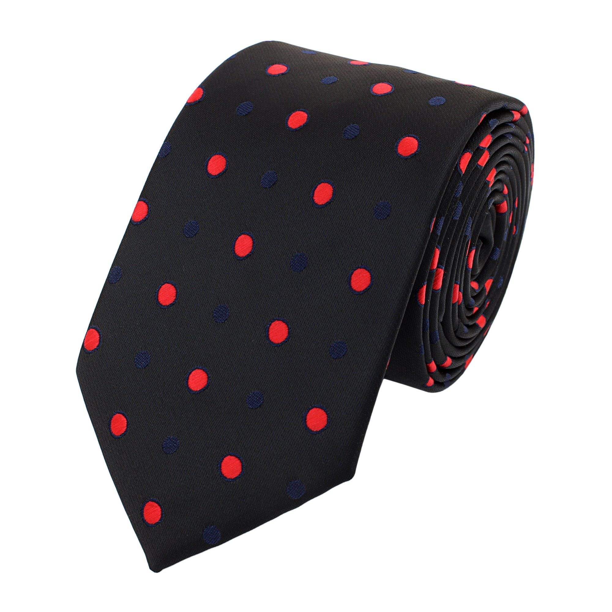 Krawatten Herren Fabio Breite (Dunkelblau, - Punkten mit Schlips Schwarz (6cm), verschiedene (ohne Box, in Gepunktet) Schmal Krawatte Rot) Farini 6cm