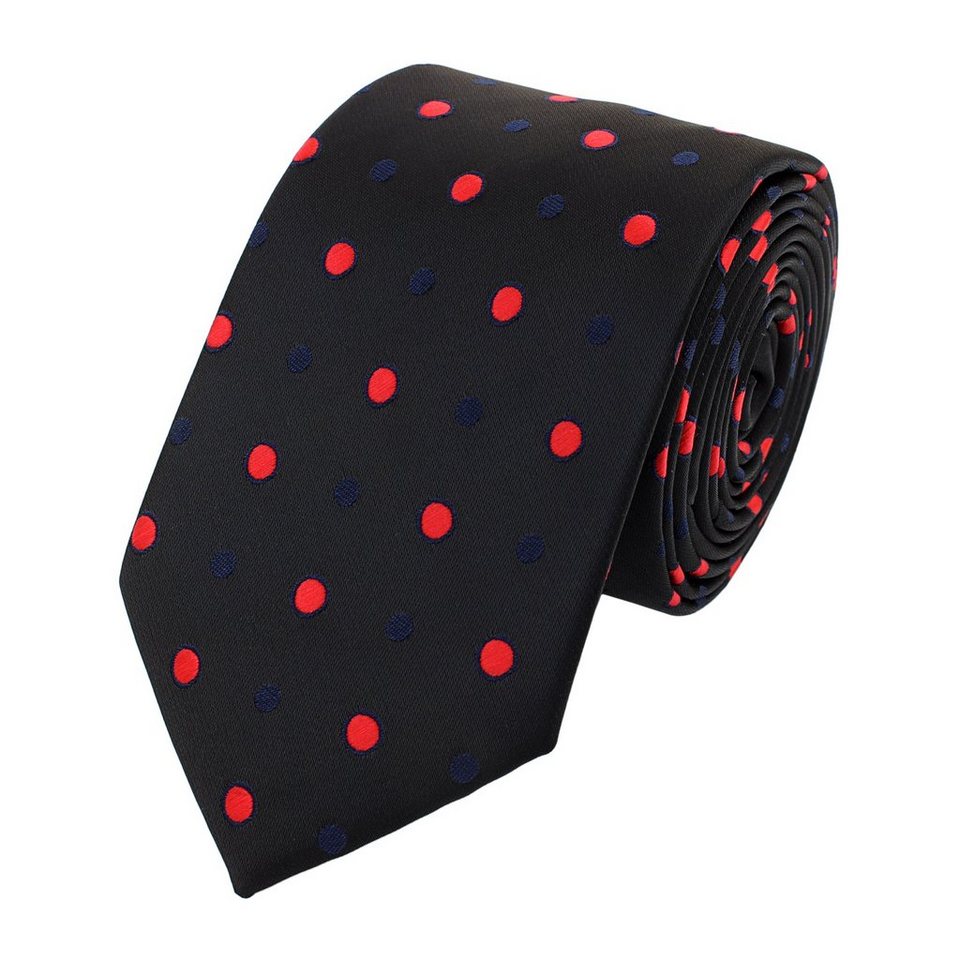Schwarz Krawatten in mit Rot) Schlips Box, 6cm Krawatte Gepunktet) Farini - Punkten Herren Schmal (ohne (6cm), verschiedene Fabio Breite (Dunkelblau,