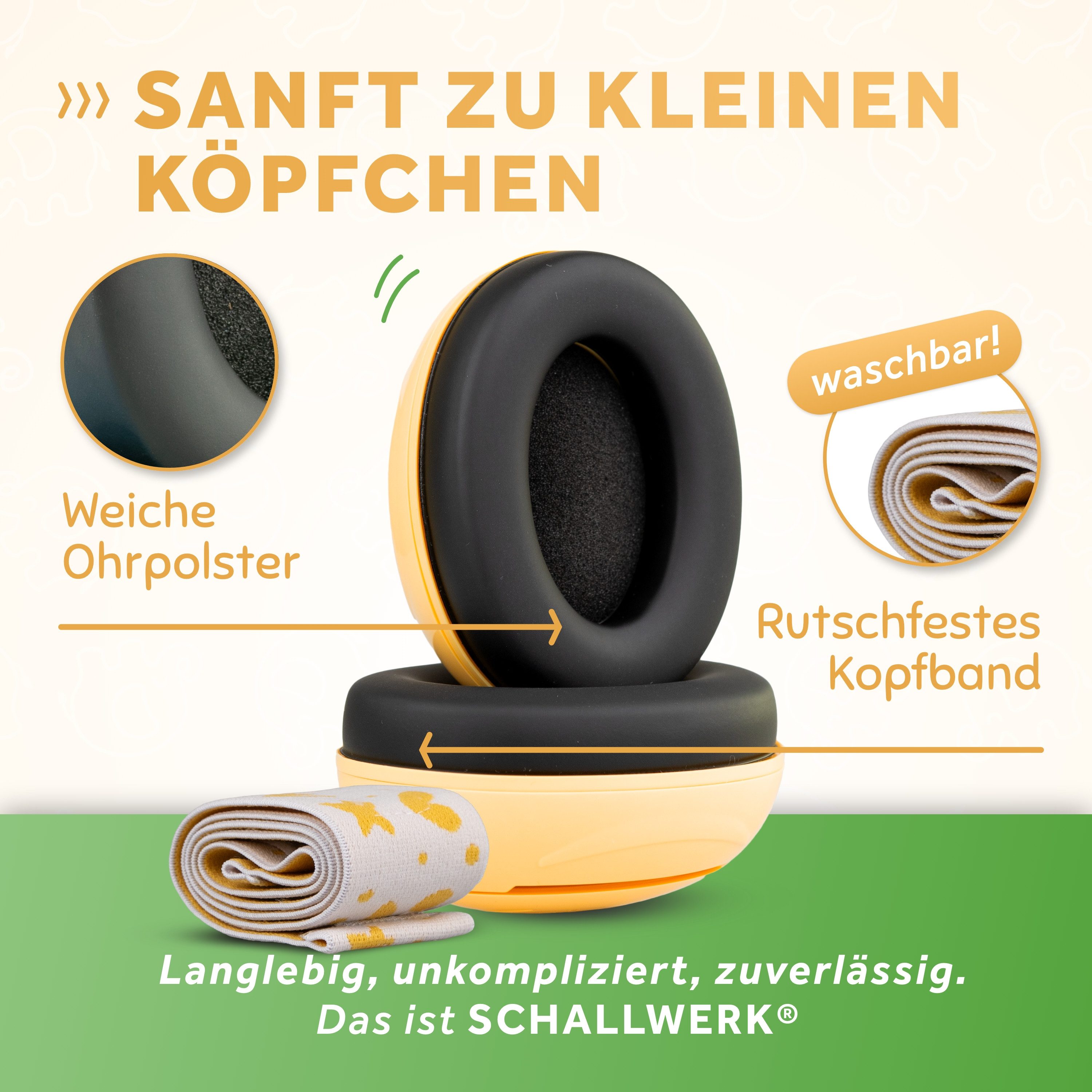 Schallwerk Kapselgehörschutz Mini+ Ohrenschützer für Kleinkinder - Gehörschutz Baby, (Kopfhörer Babys & Kleinkinder, Ohrenschutz für Babys mit verstellbaren Band), bis zu 52cm Kopfumfang