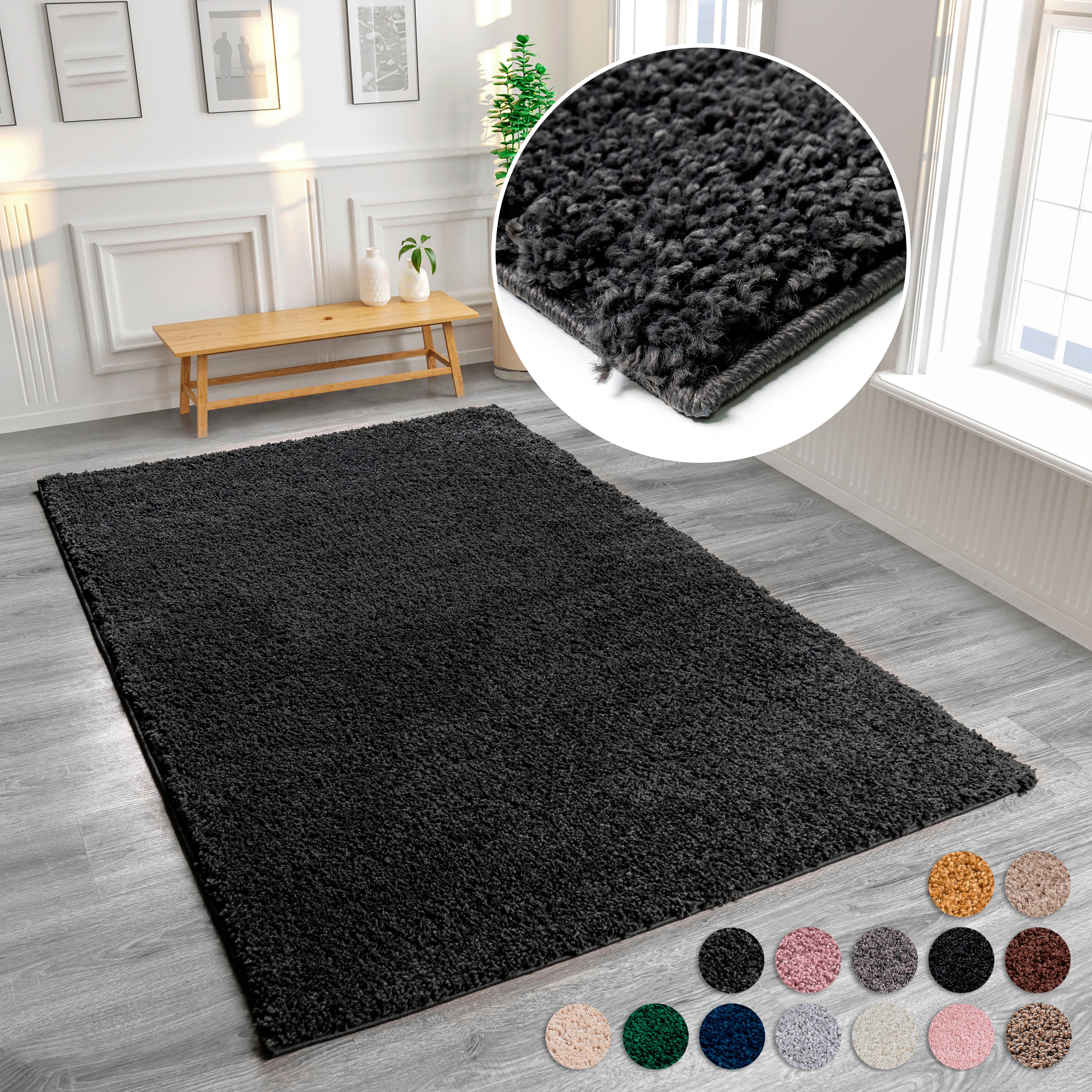 my home Hochflor-Teppich Viva, rechteckig, Höhe: günstig online kaufen