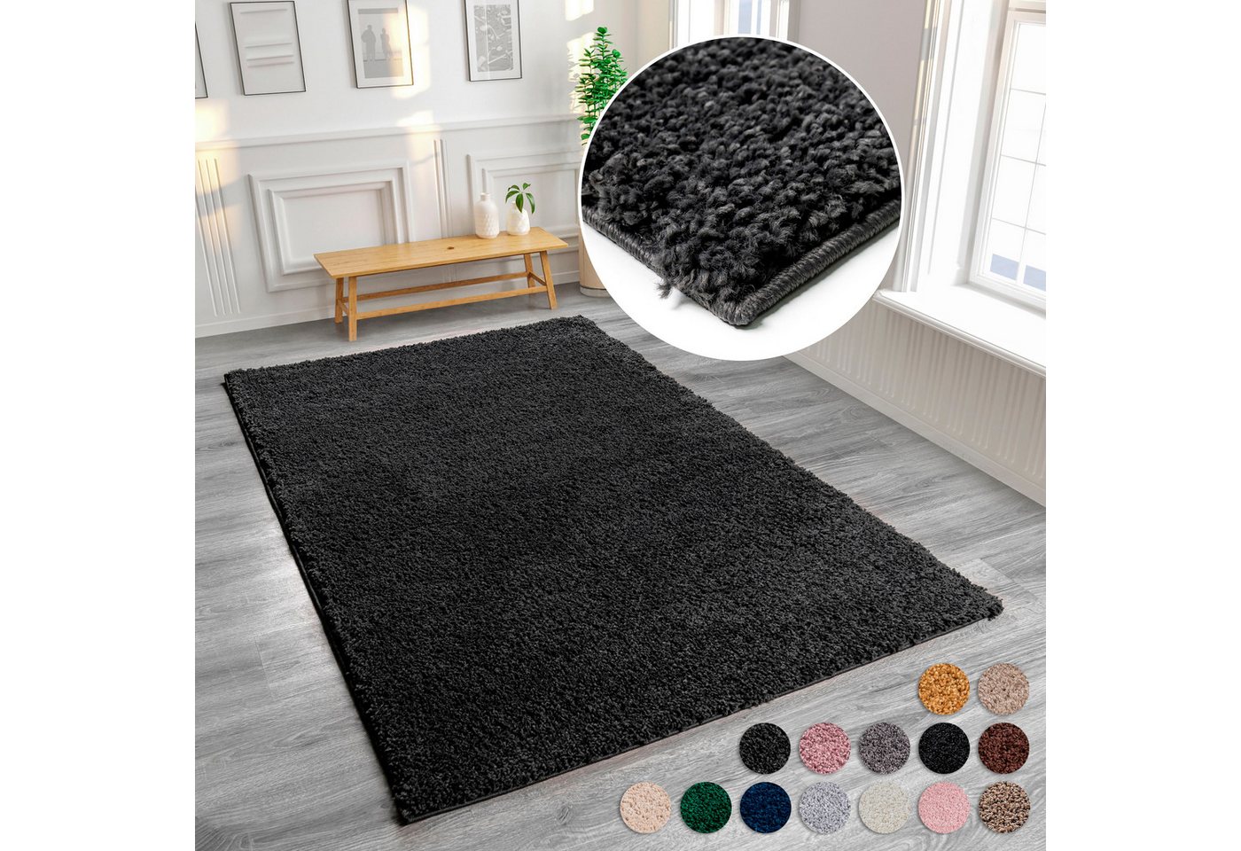 OTTO home Hochflor-Teppich Viva Shaggy, in Standard- und Premium-Qualität, 30 mm oder 45 mm Höhe, rechteckig, Uni Farben, einfarbig, weich, kuschelig, Läufer, Kundenliebling