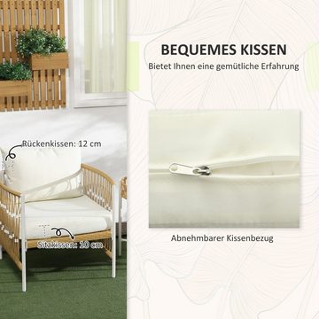 Outsunny Gartenlounge-Set Rattan Gartenmöbel-Set Gartengarnitur mit 2 Gartenstühle, Couchtisch, (Sitzgarnitur, 3-tlg., Balkonmöbel-Set), für Balkon, Terrasse, Gelb+Creme