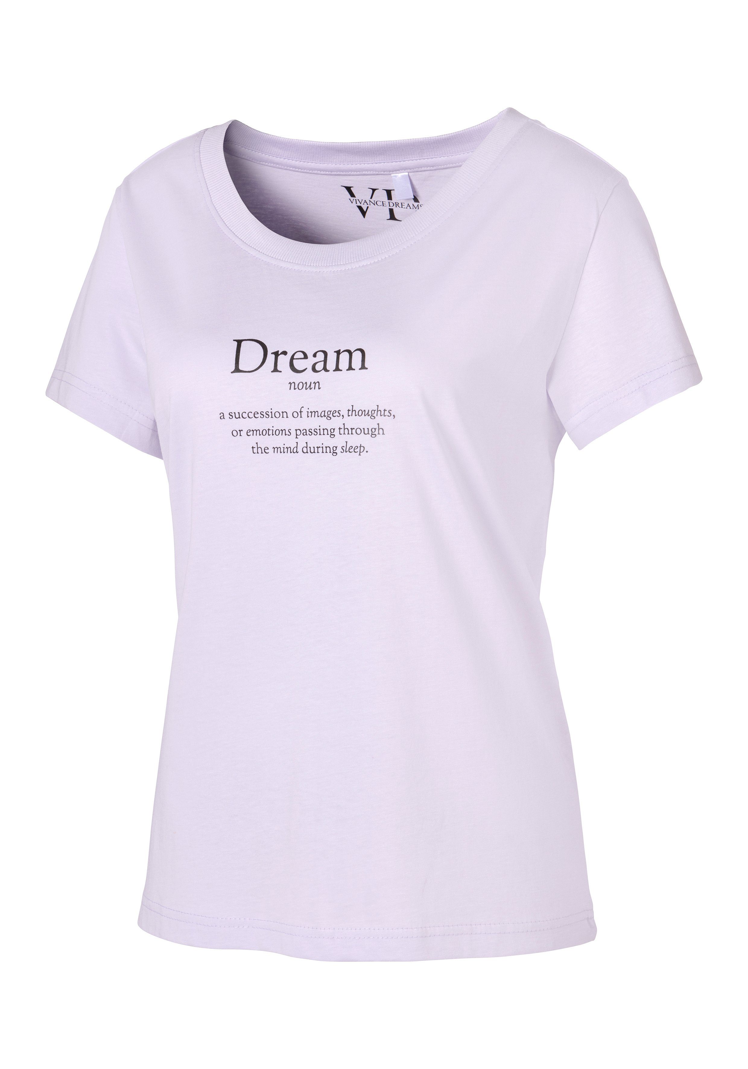 Vivance Dreams by Lascana Pyjamaoberteil (1-tlg) mit Statementdruck
