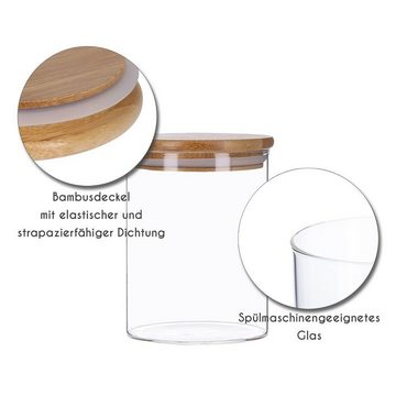 MULISOFT Vorratsglas 12 Stück Kaffee Tee Gewürz Küche Organizer Lagerung Flaschen, Glas, (250ml), Versiegelt Glas Lebensmittel Lagerung Gläser mit Bambus-Deckel