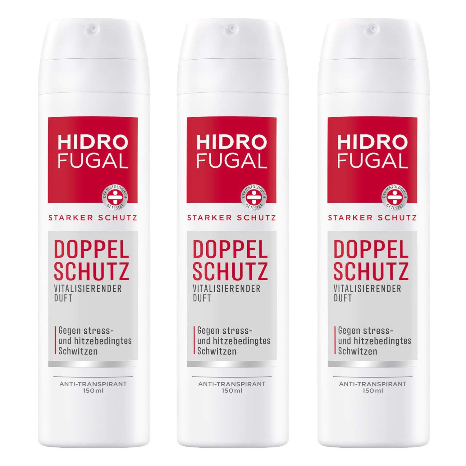 Bodyspray 3x Hidrofugal Doppel Schutz Spray Deodorant gegen Schwitzen je 150 ml