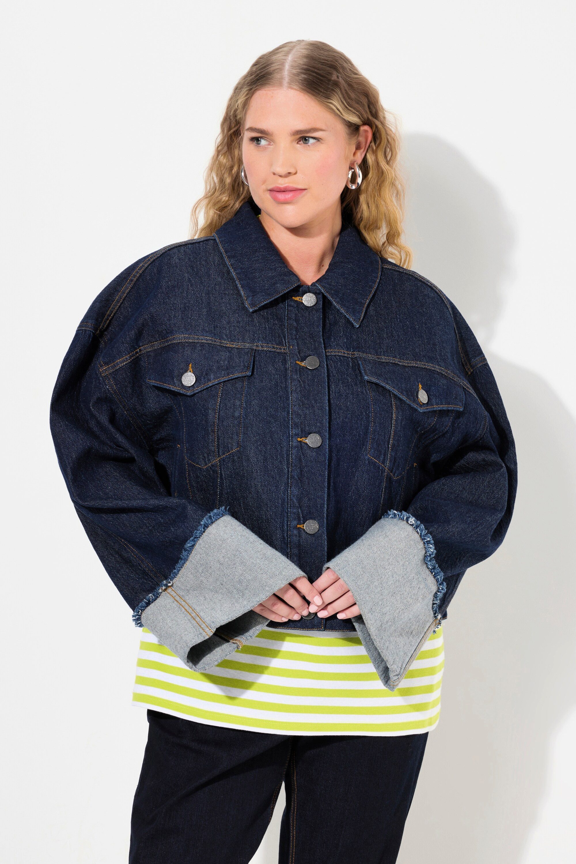 Jeansjacke Jeansjacke Stretchdenim Ärmelaufschlag Hemdkragen